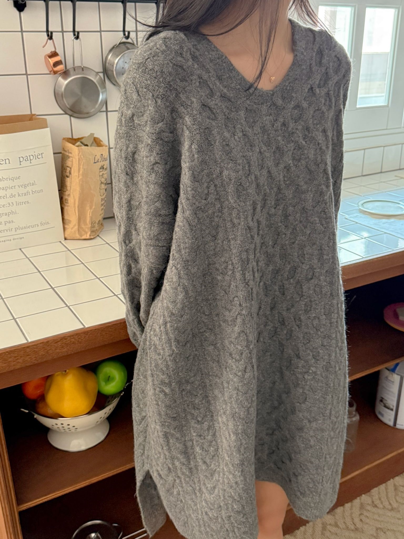 Vネックスリットミニケーブルワンピース | 詳細画像7