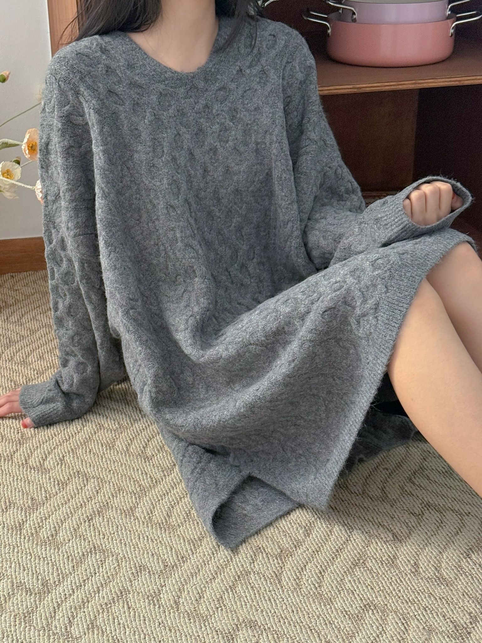 Vネックスリットミニケーブルワンピース | 詳細画像13