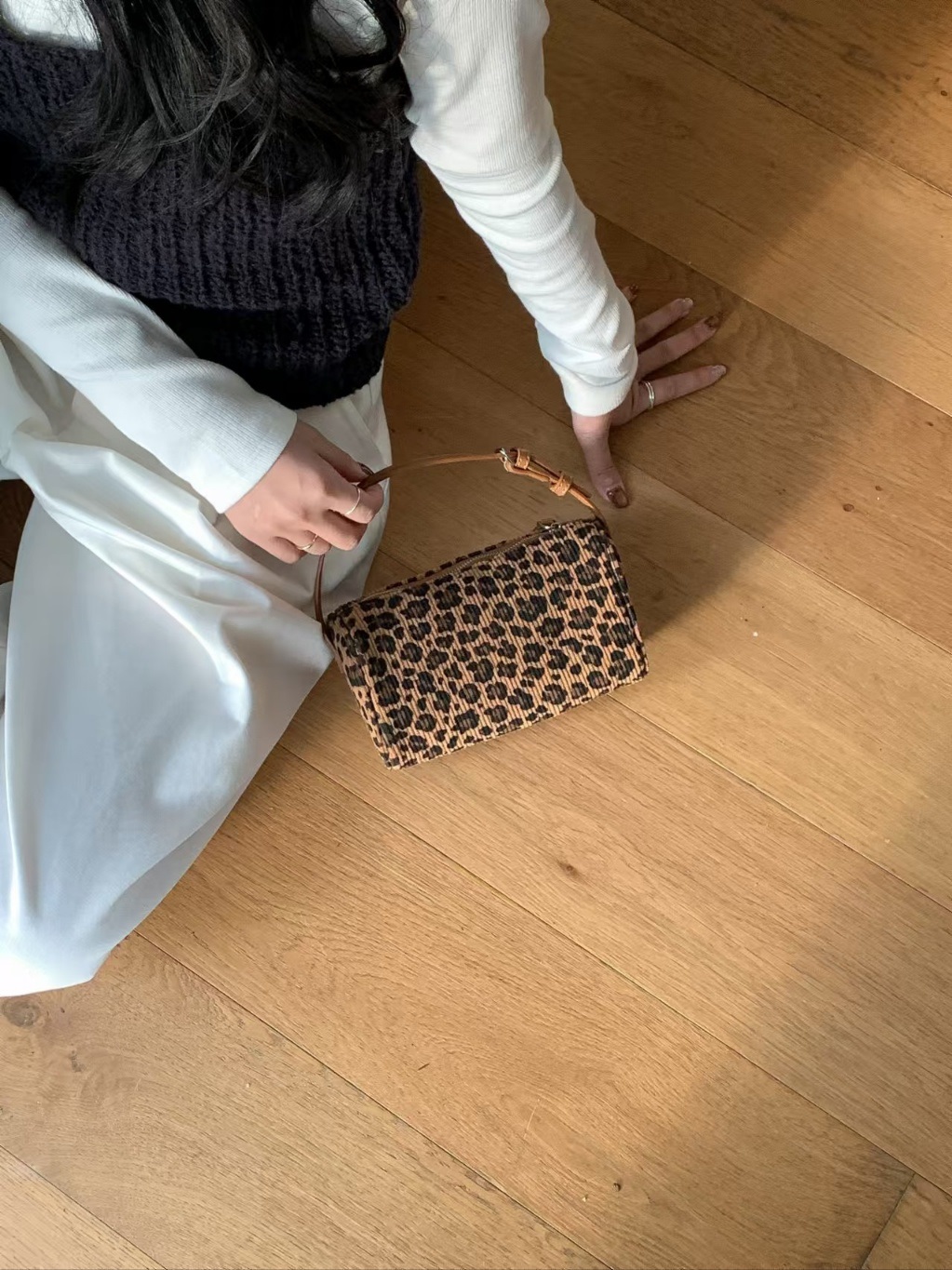 コーデュロイレオパードカラーショルダーバッグ | 詳細画像4