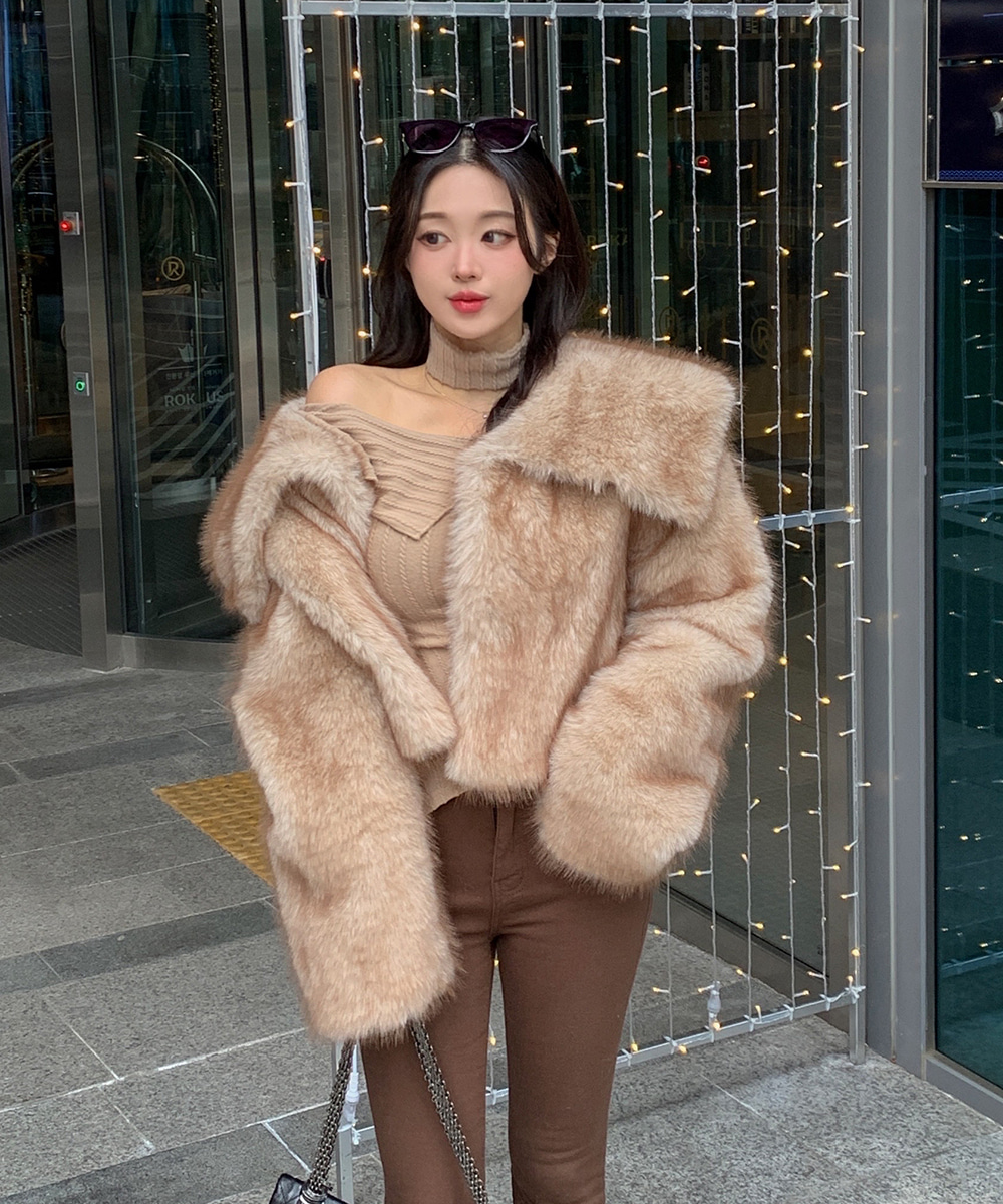 エコファーセーラーカラーオーバーサイズカラージャケット