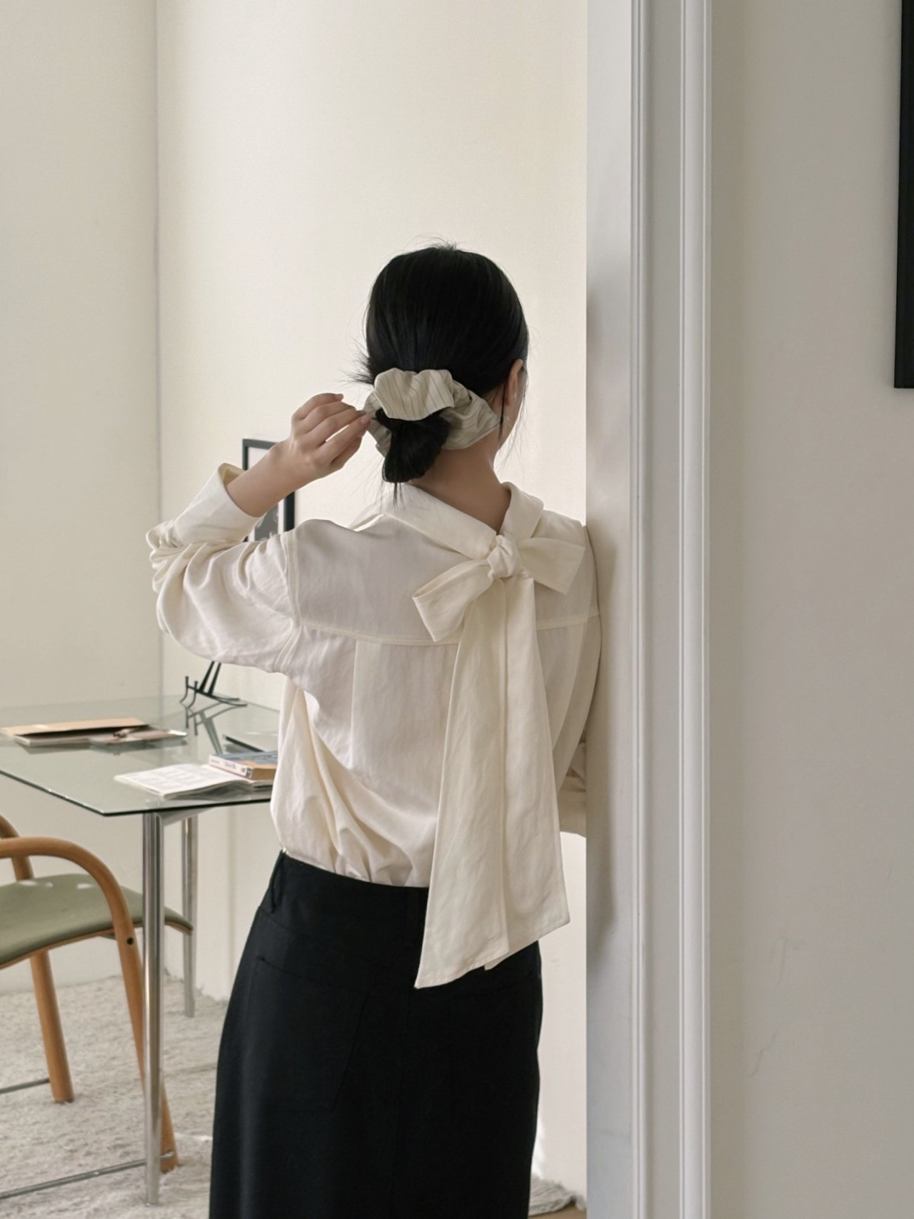 ボウタイカラー長袖ブラウス | 詳細画像5