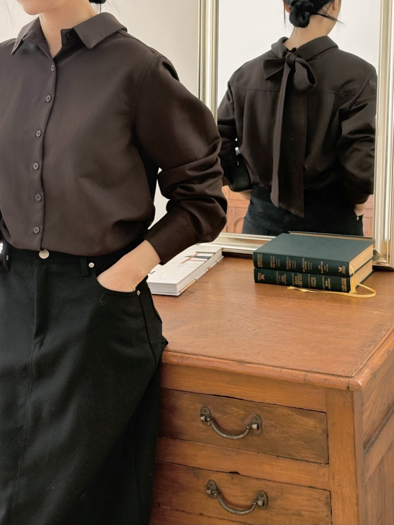 ボウタイカラー長袖ブラウス | 詳細画像10