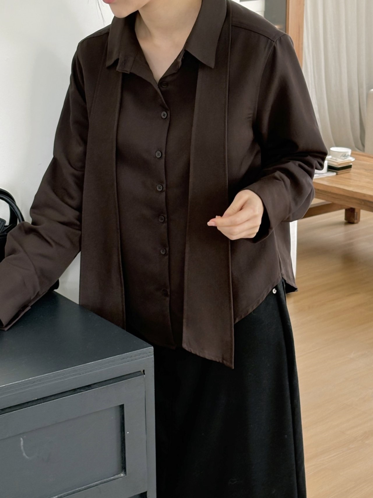 ボウタイカラー長袖ブラウス | 詳細画像13