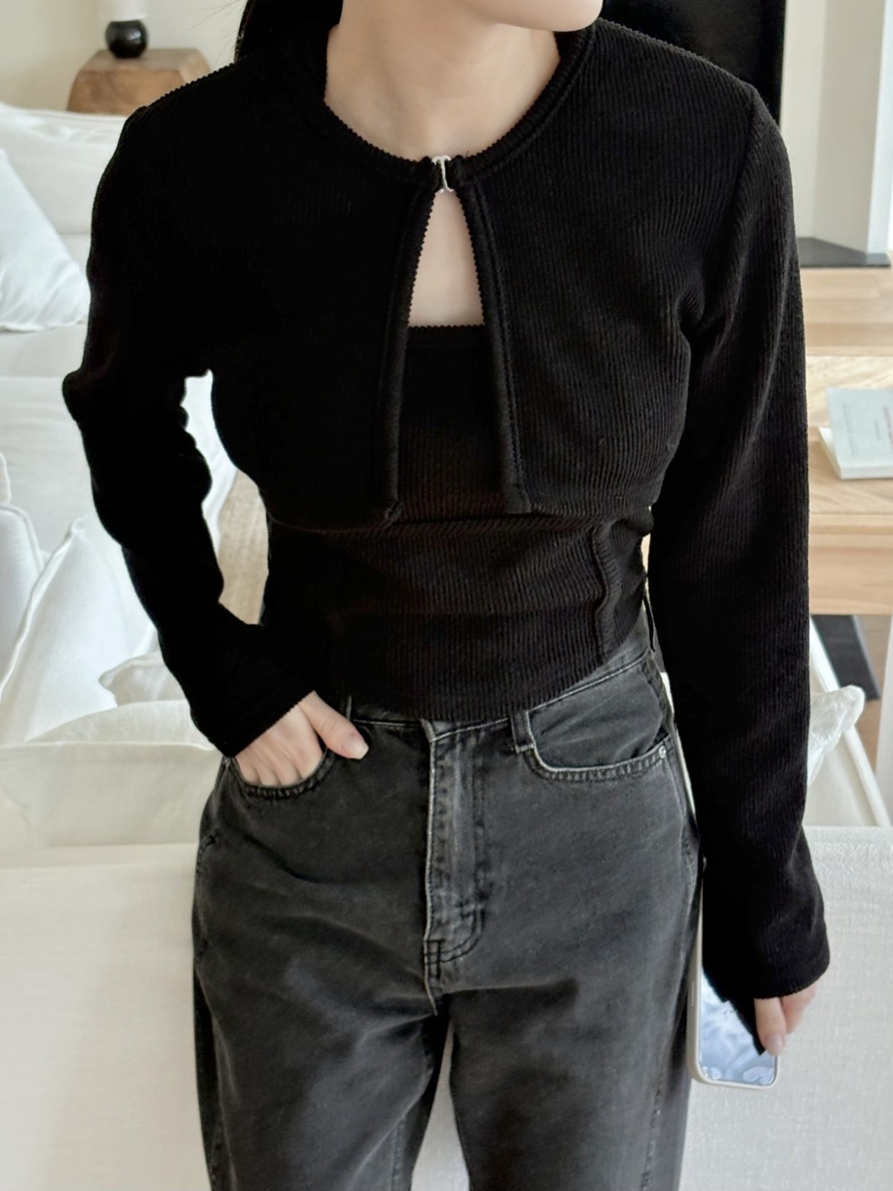 ラウンドネックレイヤード風ホックTシャツ | 詳細画像2