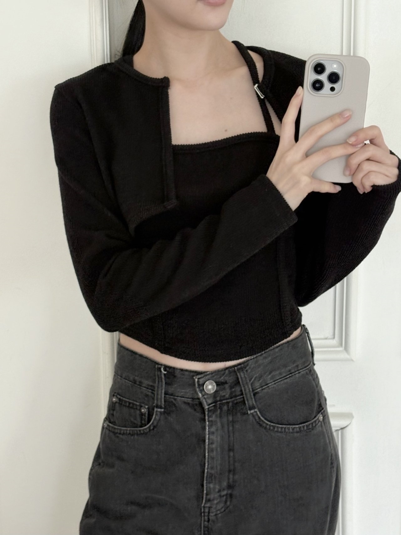 ラウンドネックレイヤード風ホックTシャツ | 詳細画像4