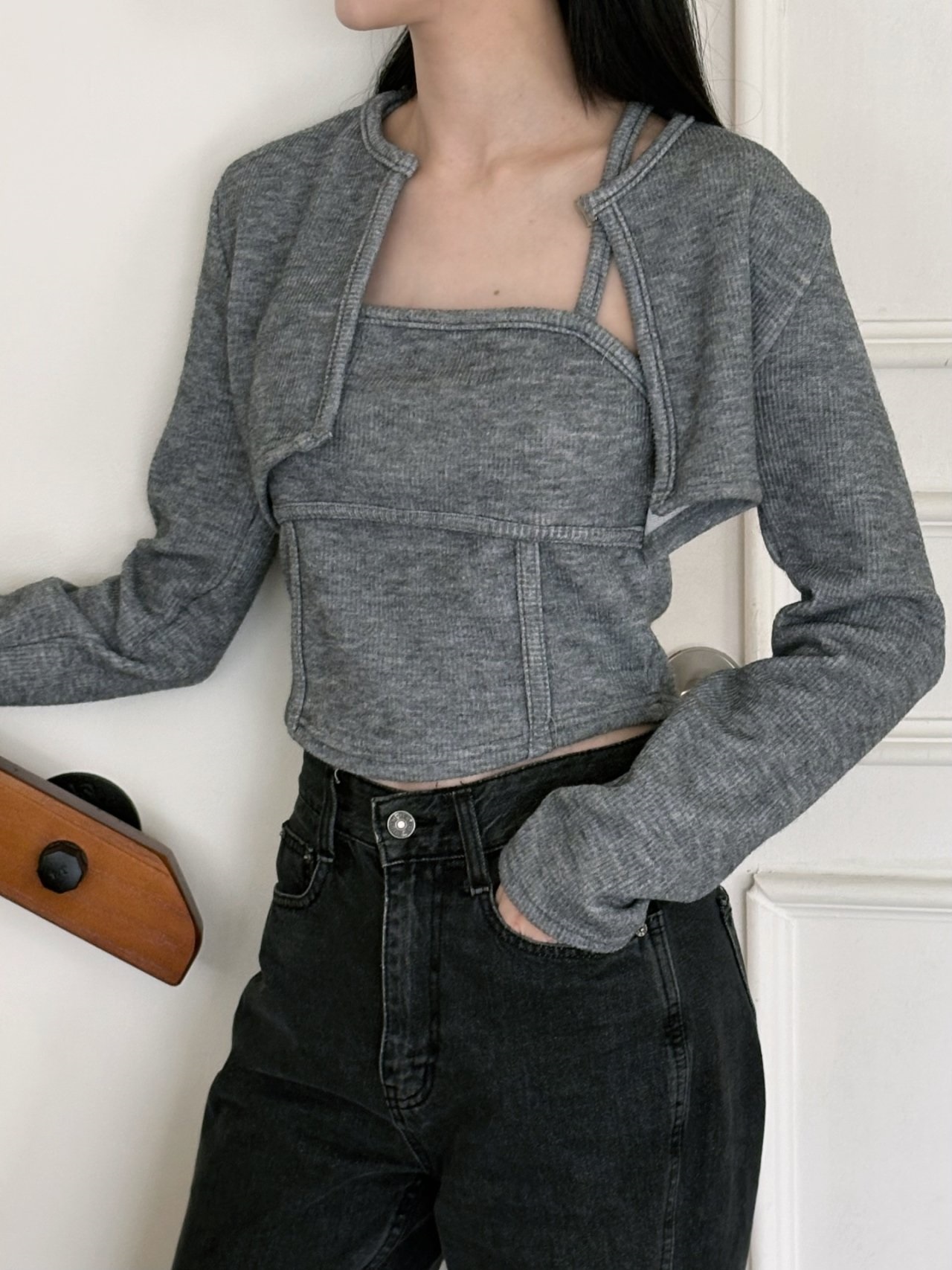 ラウンドネックレイヤード風ホックTシャツ | 詳細画像7