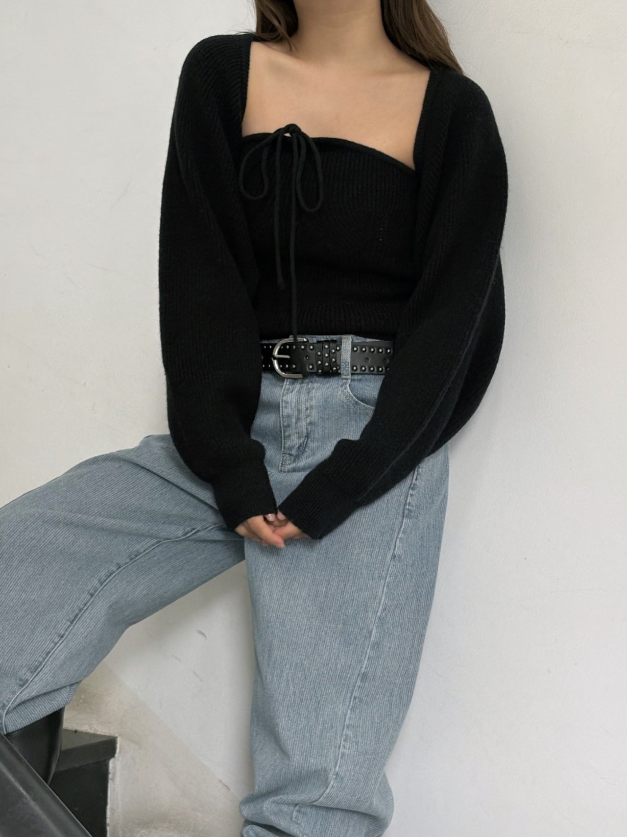 リブウール混ホルターネックボレロネックアンサンブル | 詳細画像4