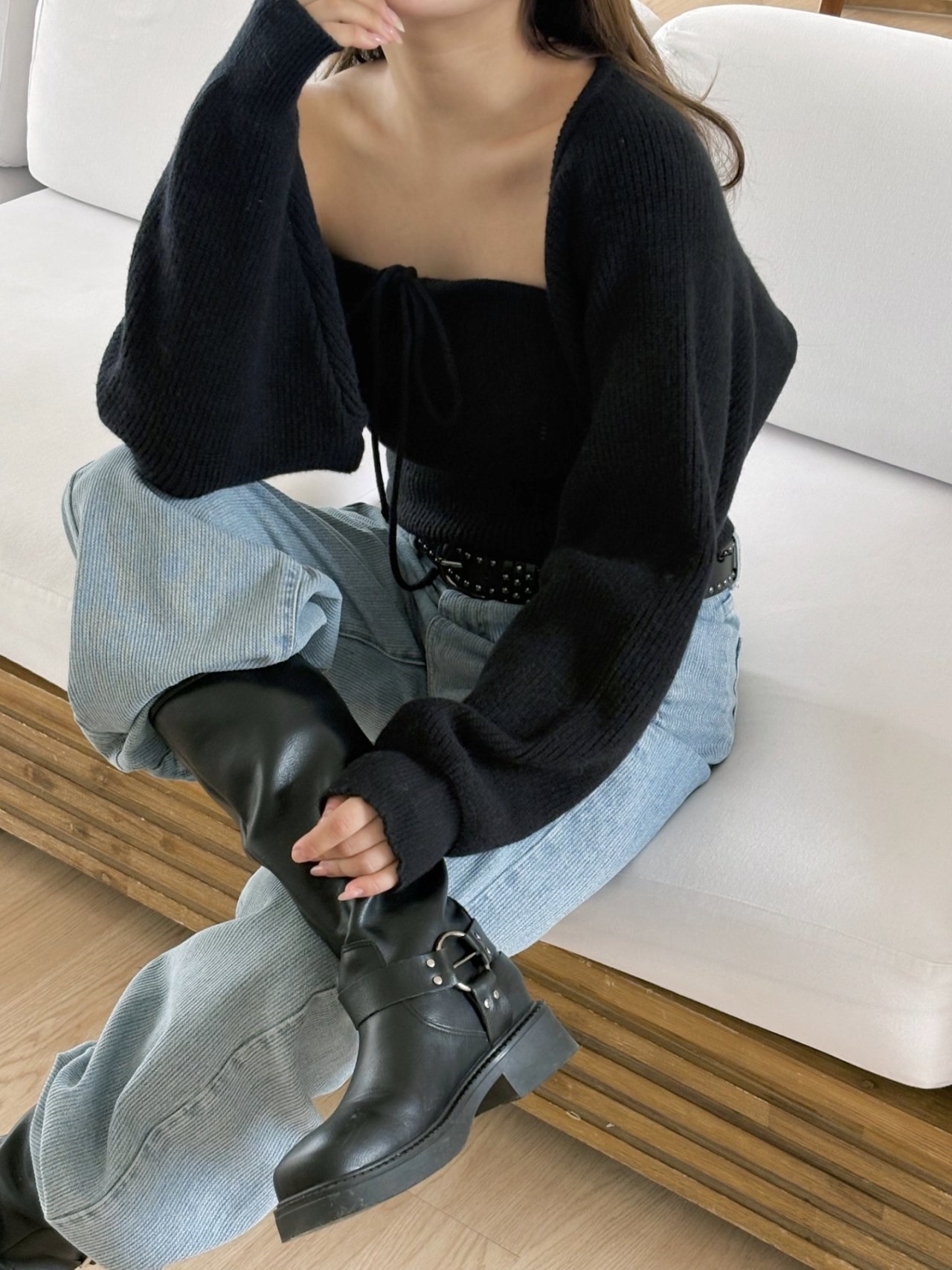 リブウール混ホルターネックボレロネックアンサンブル | 詳細画像6