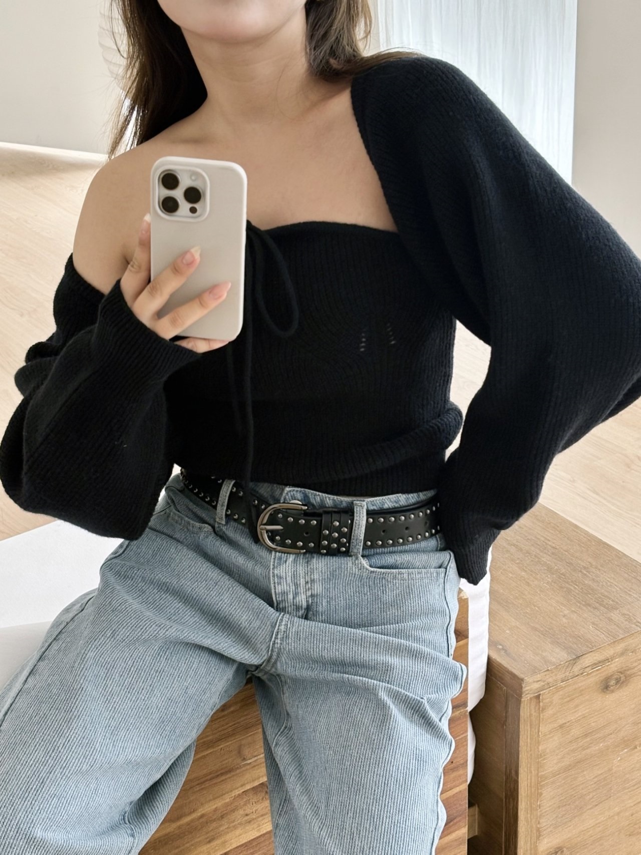 リブウール混ホルターネックボレロネックアンサンブル | 詳細画像7