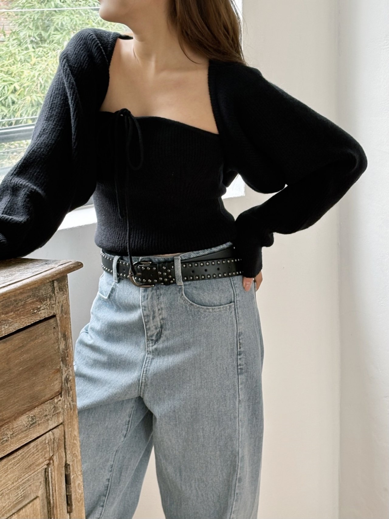 リブウール混ホルターネックボレロネックアンサンブル | 詳細画像8