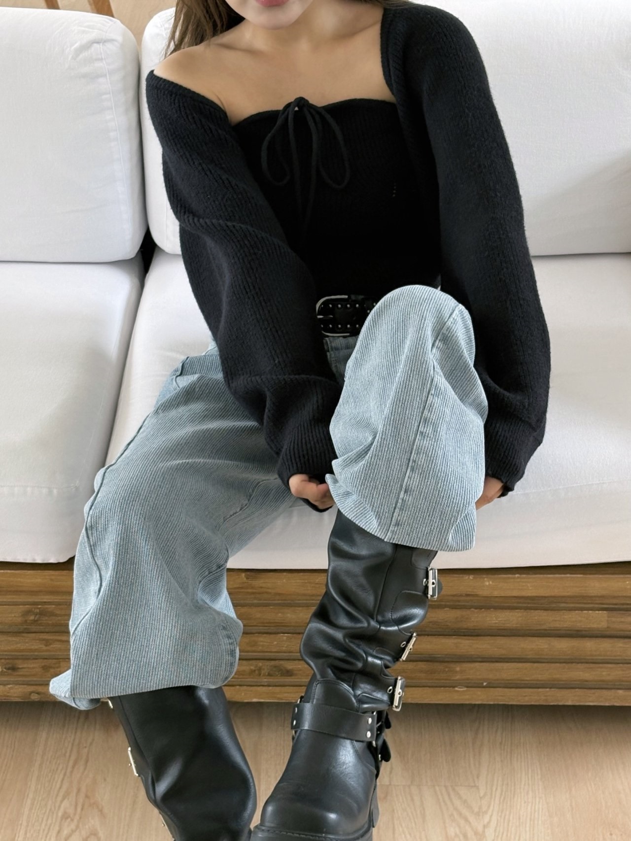 リブウール混ホルターネックボレロネックアンサンブル | 詳細画像9