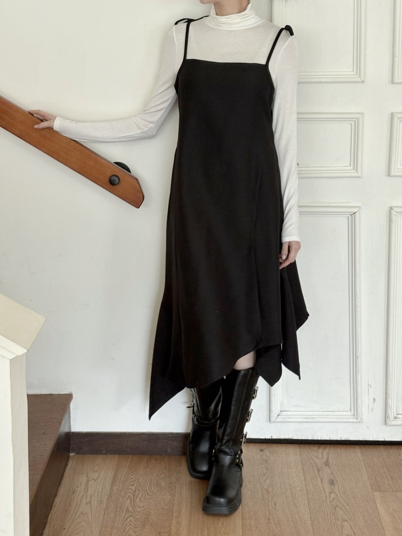 シャーリングアンバランスサイドジップキャミワンピース | 詳細画像6