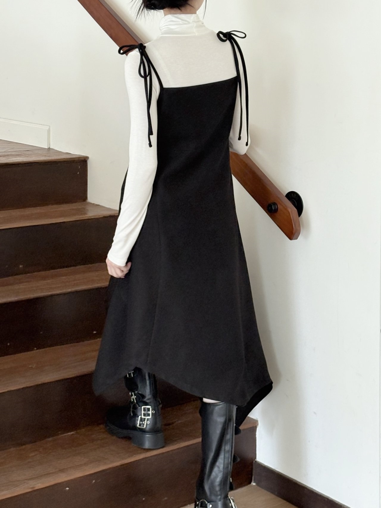 シャーリングアンバランスサイドジップキャミワンピース | 詳細画像7