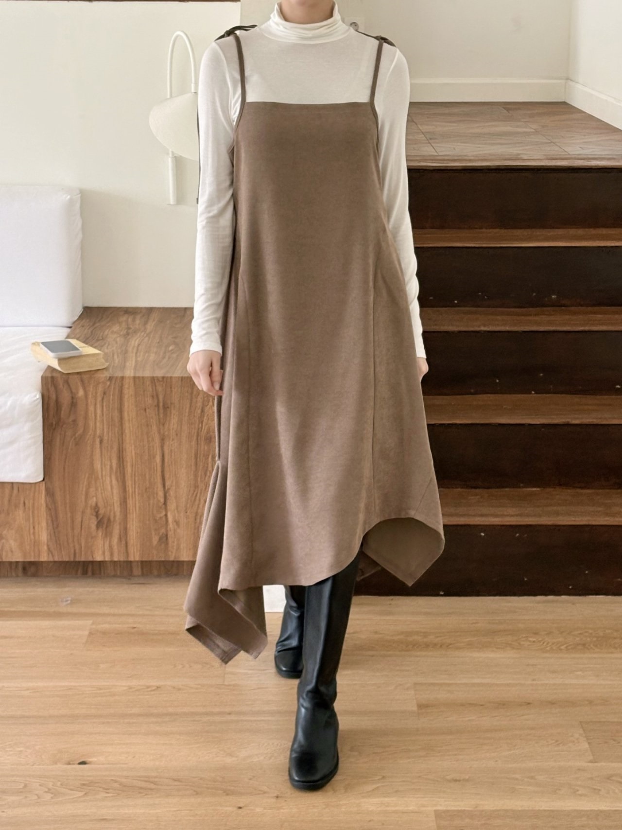 シャーリングアンバランスサイドジップキャミワンピース | 詳細画像11