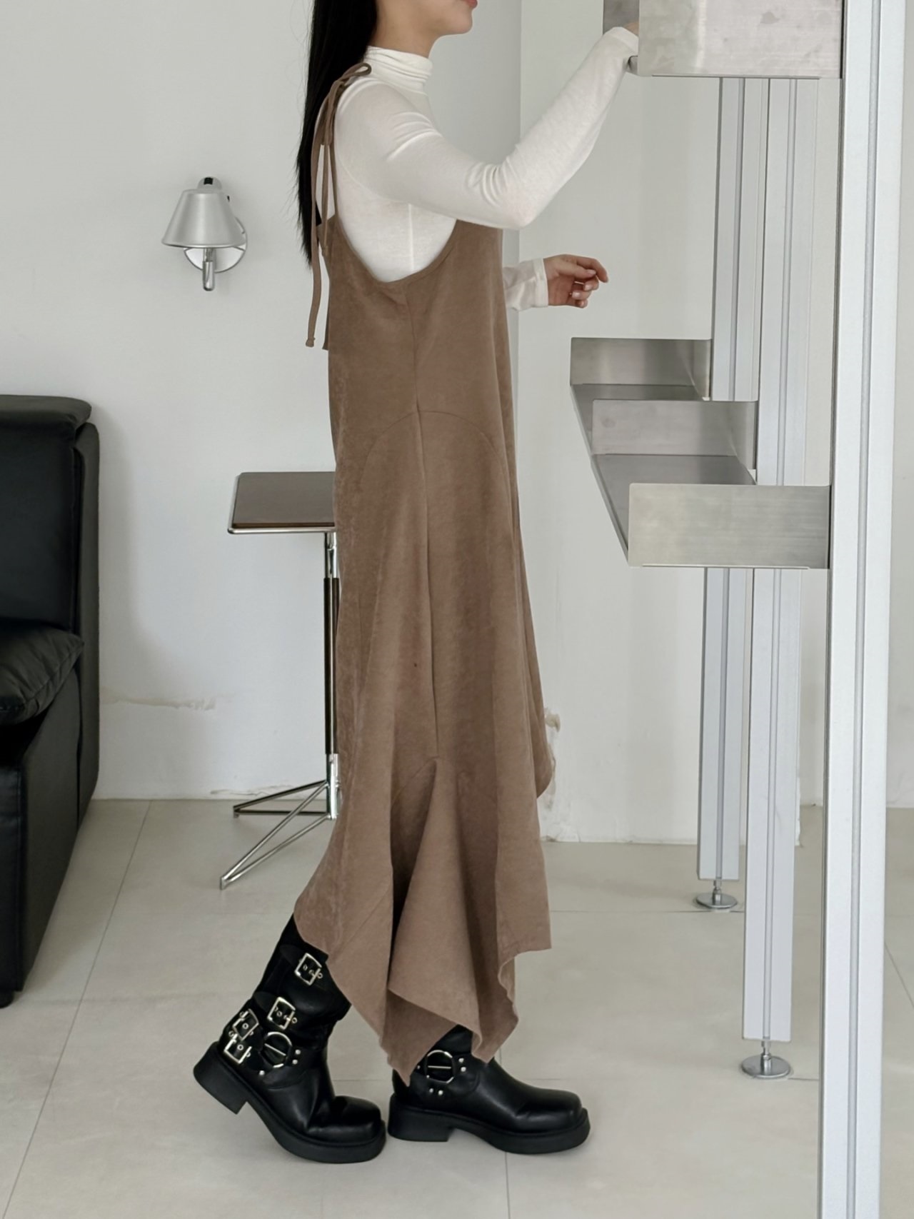 シャーリングアンバランスサイドジップキャミワンピース | 詳細画像12