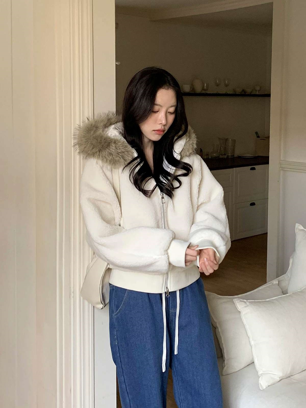 ボアキルティングエコファーフードダブルジップジャンパー | 詳細画像2