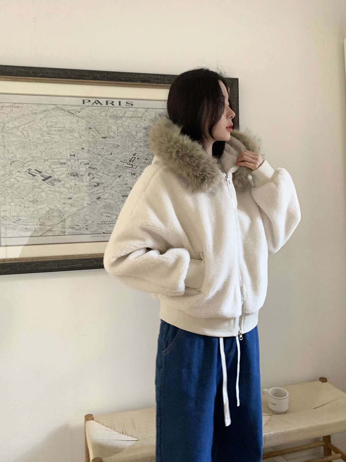 ボアキルティングエコファーフードダブルジップジャンパー | 詳細画像3