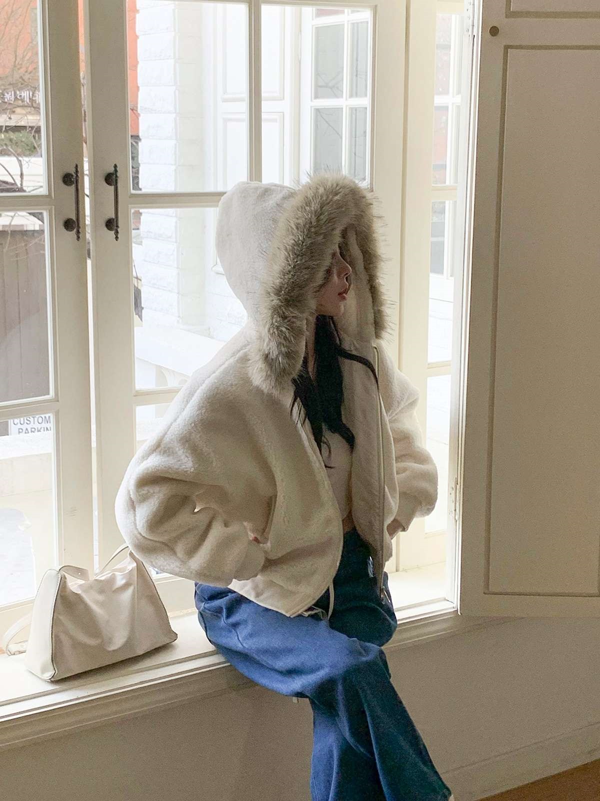 ボアキルティングエコファーフードダブルジップジャンパー | 詳細画像6