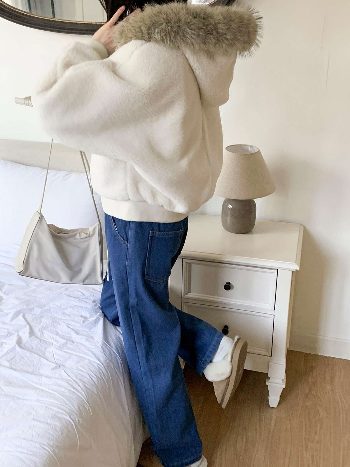 ボアキルティングエコファーフードダブルジップジャンパー | 詳細画像7