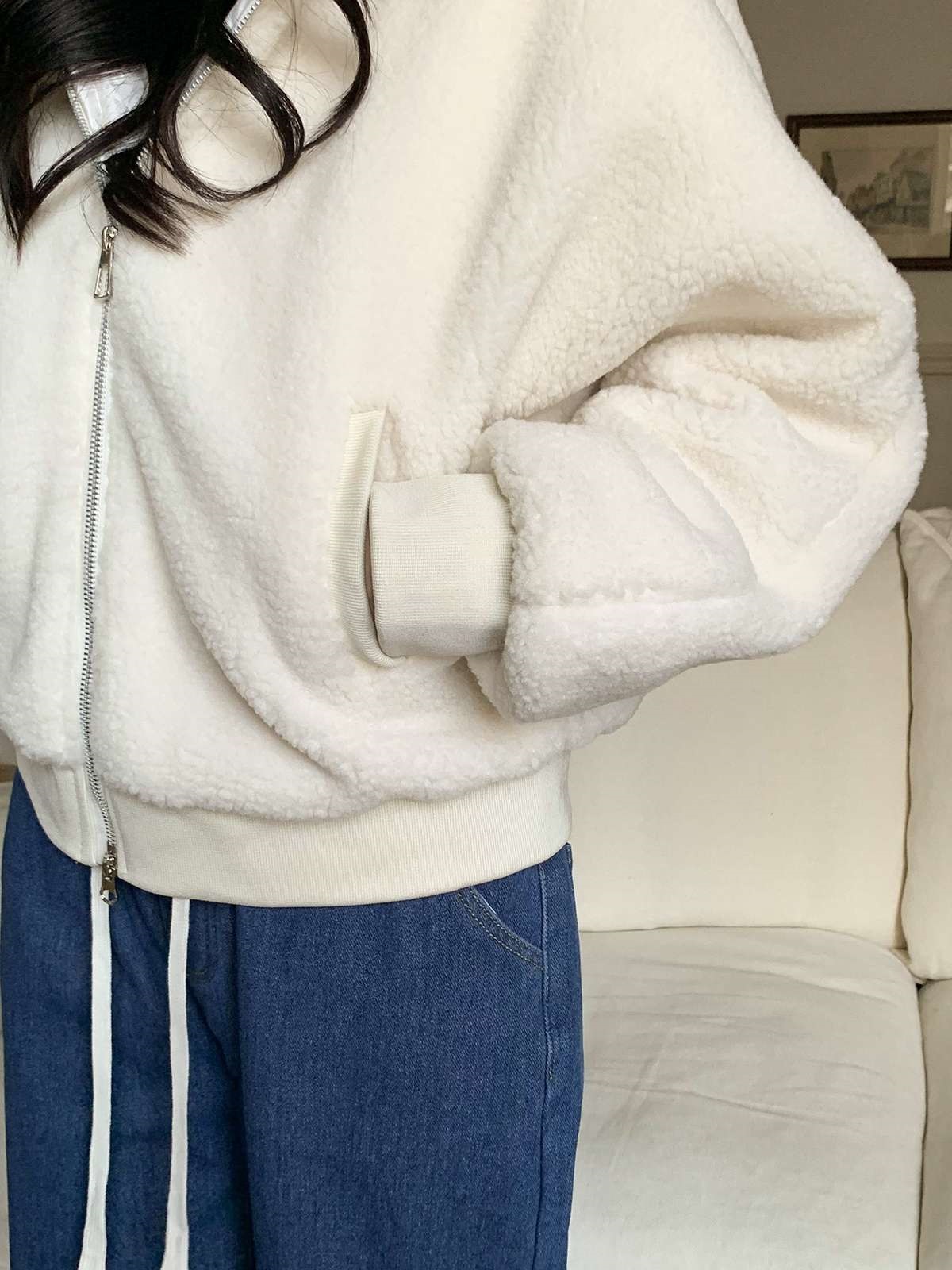 ボアキルティングエコファーフードダブルジップジャンパー | 詳細画像9