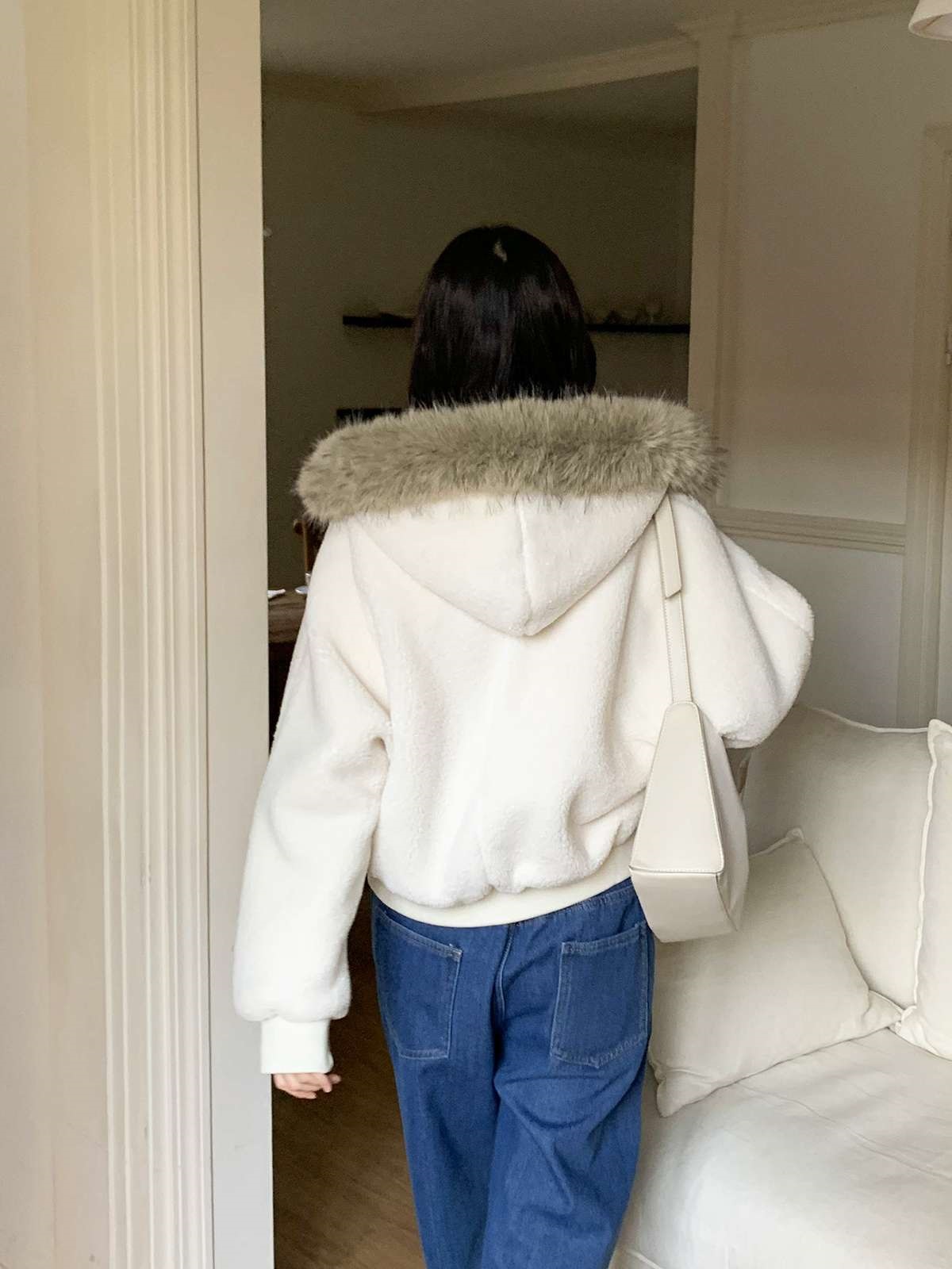 ボアキルティングエコファーフードダブルジップジャンパー | 詳細画像11