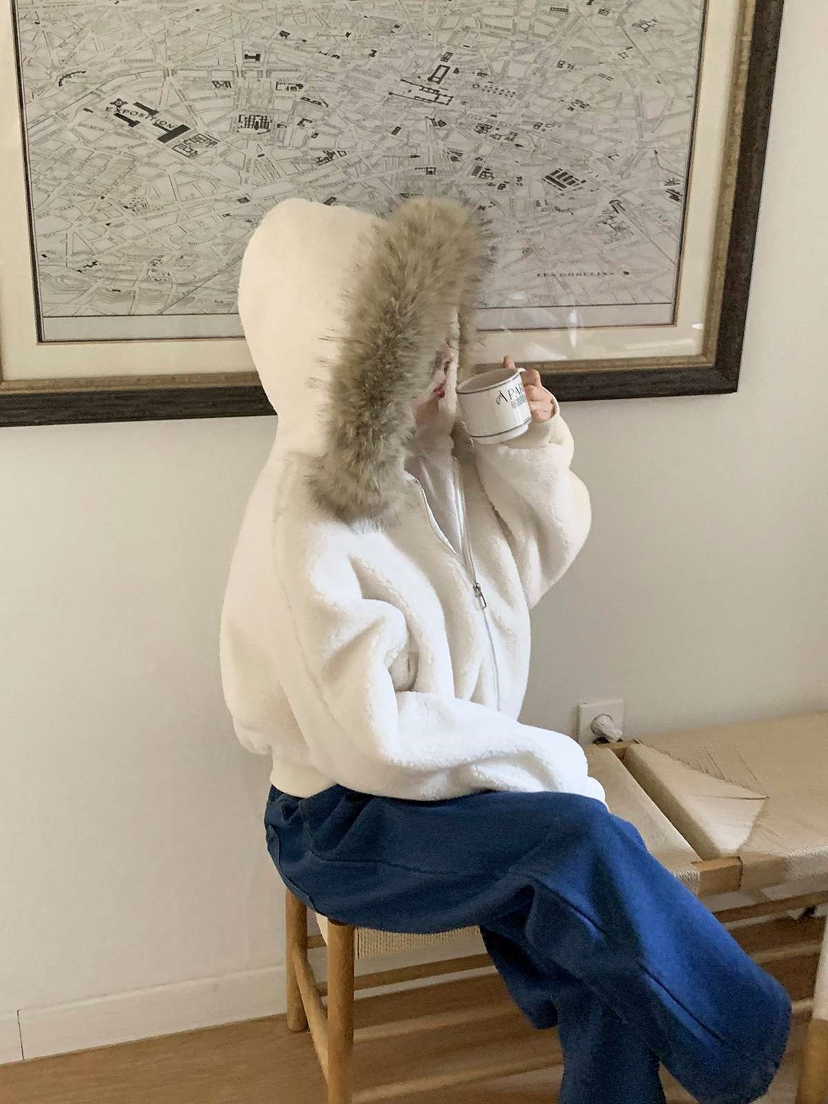 ボアキルティングエコファーフードダブルジップジャンパー | 詳細画像13