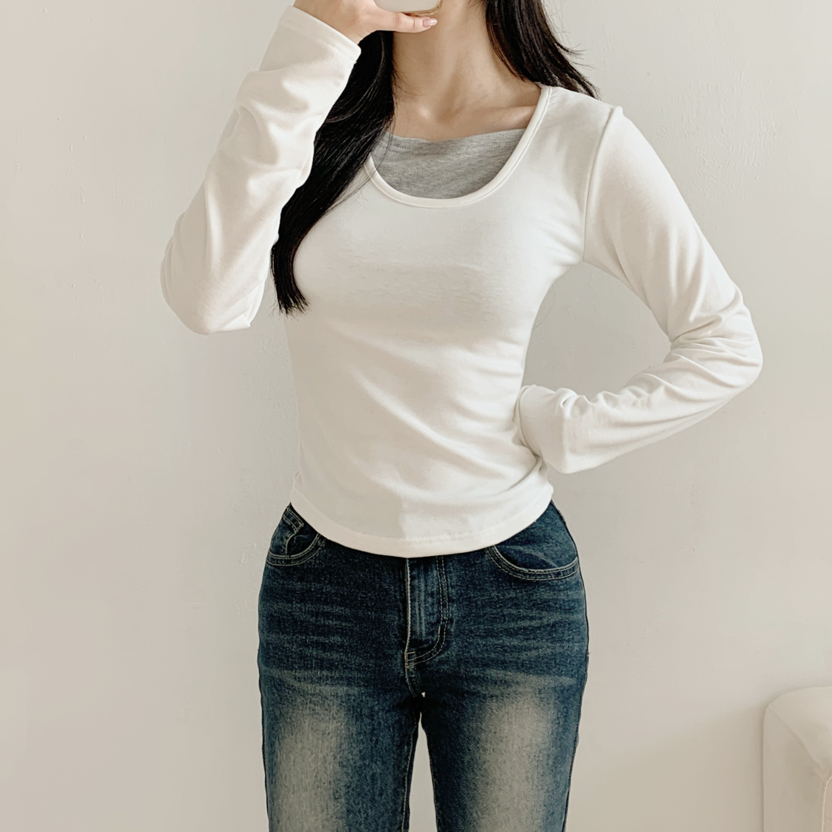 裏起毛レイヤード風長袖配色Tシャツ | 詳細画像17