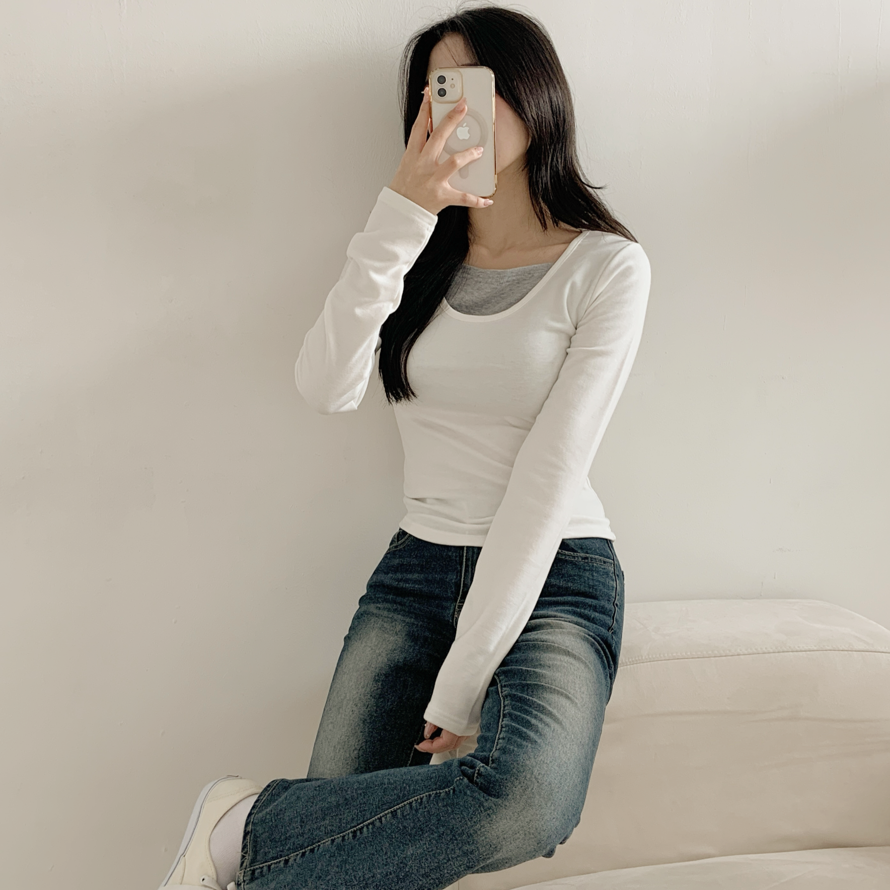 裏起毛レイヤード風長袖配色Tシャツ | 詳細画像20