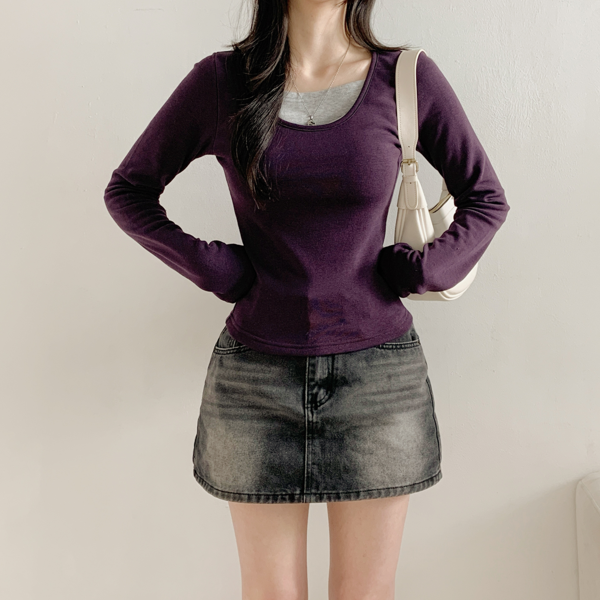 裏起毛レイヤード風長袖配色Tシャツ | 詳細画像7