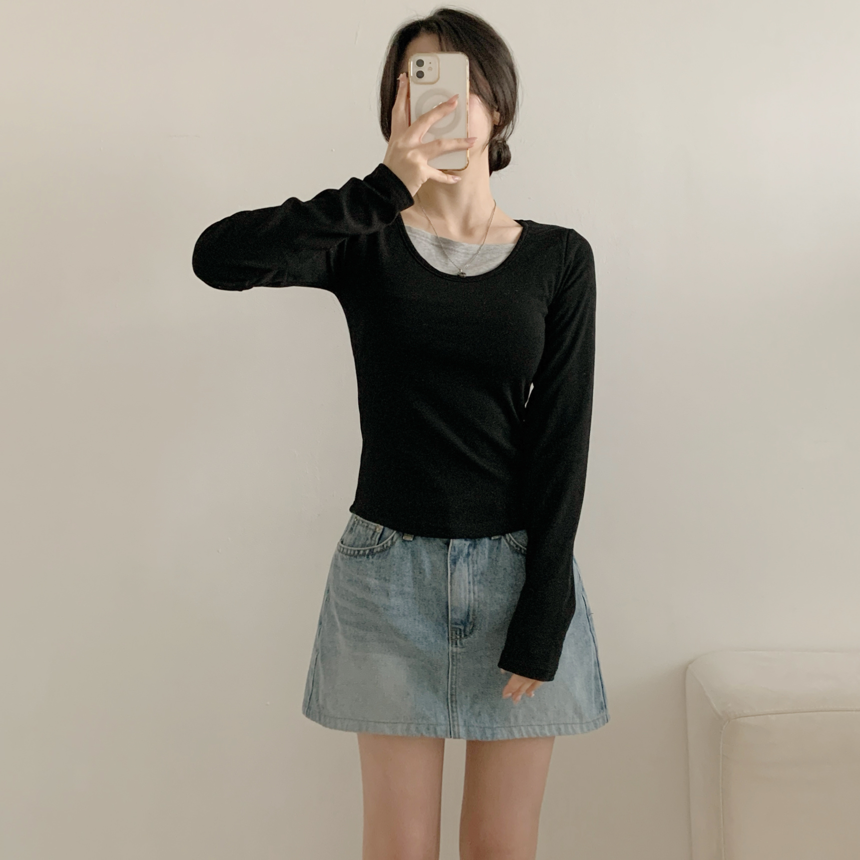 裏起毛レイヤード風長袖配色Tシャツ | 詳細画像13