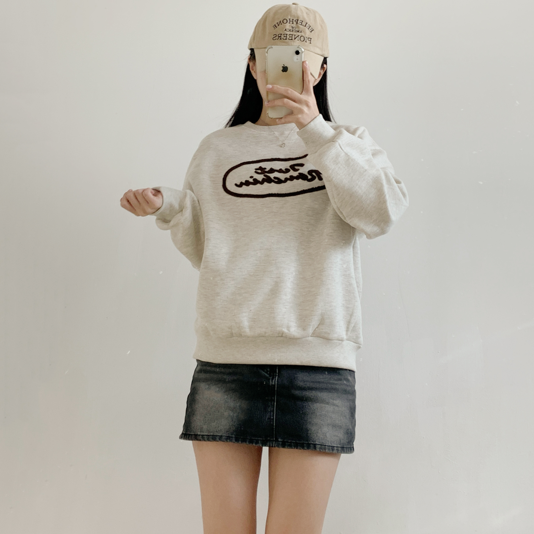 裏起毛ラウンドネックオーバーサイズ刺繍スウェット | 詳細画像2