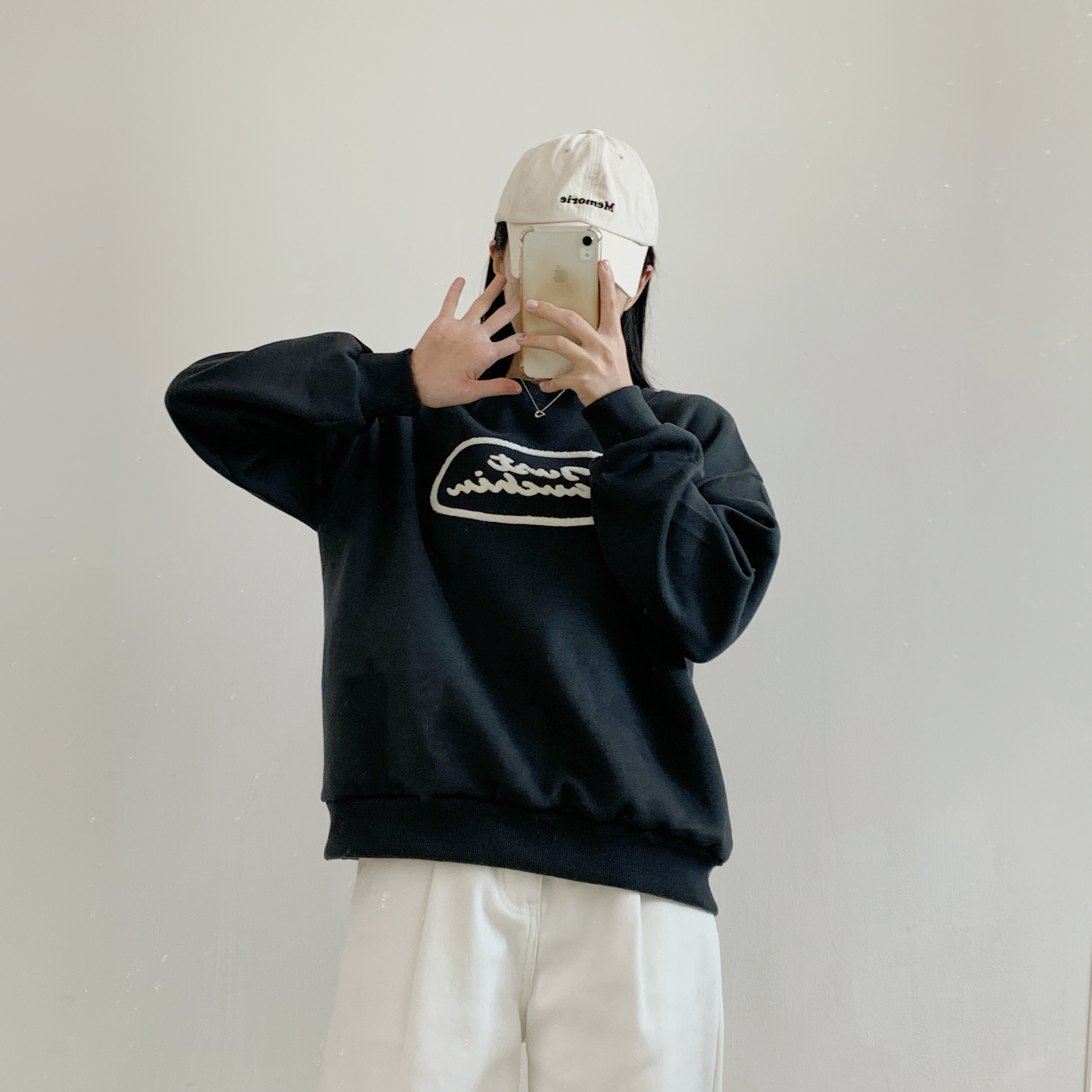 裏起毛ラウンドネックオーバーサイズ刺繍スウェット | 詳細画像5