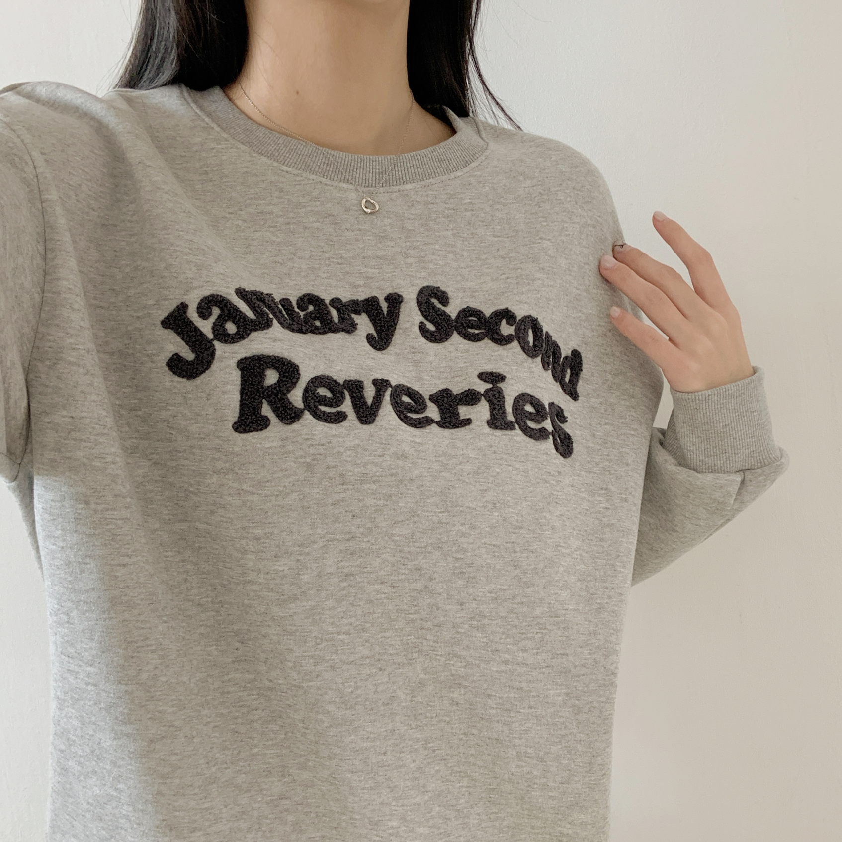 裏起毛ラウンドネックオーバーサイズレタリングスウェット | 詳細画像9