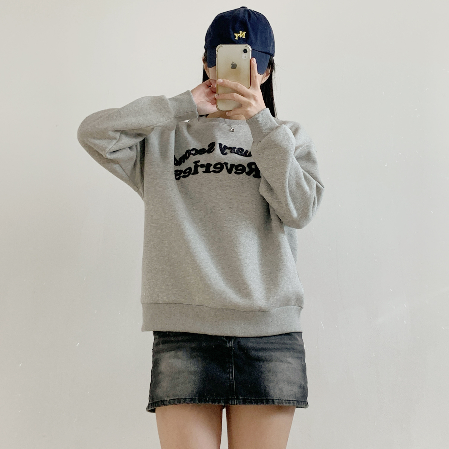 裏起毛ラウンドネックオーバーサイズレタリングスウェット | 詳細画像10