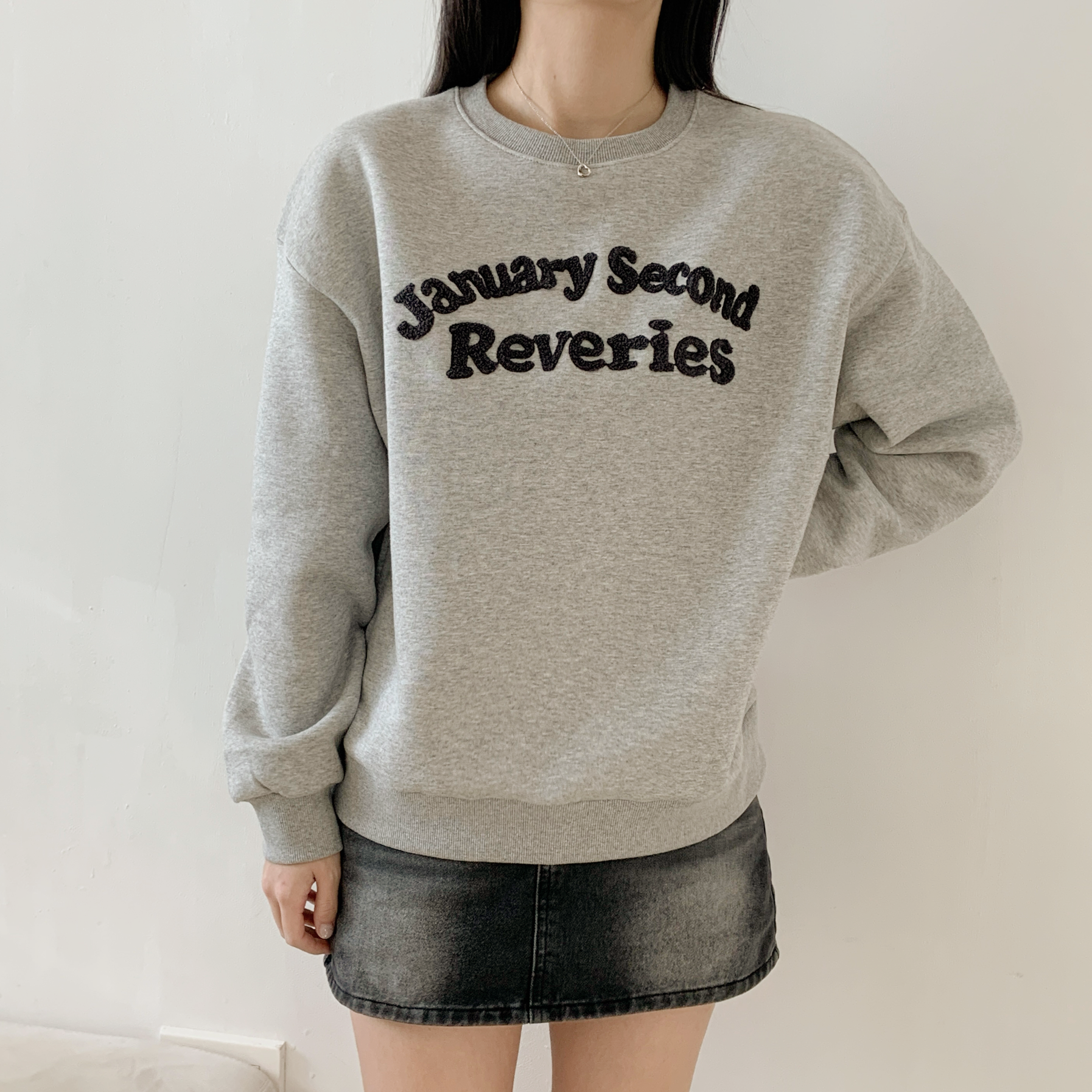 裏起毛ラウンドネックオーバーサイズレタリングスウェット | 詳細画像11