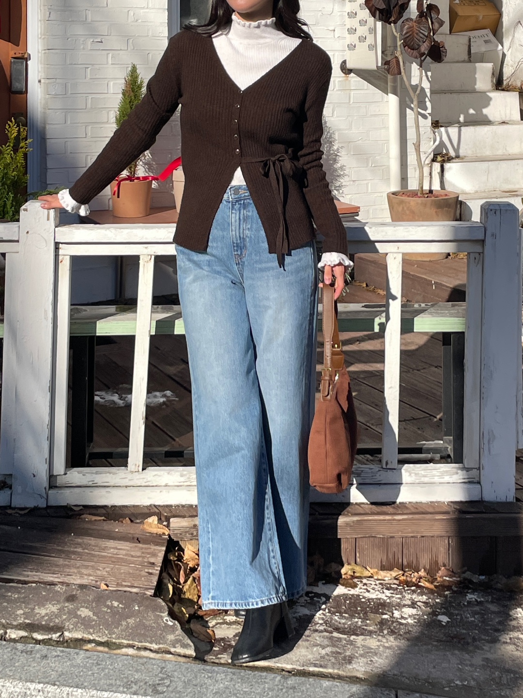 リブVネックラップスリムカーディガン | 詳細画像8