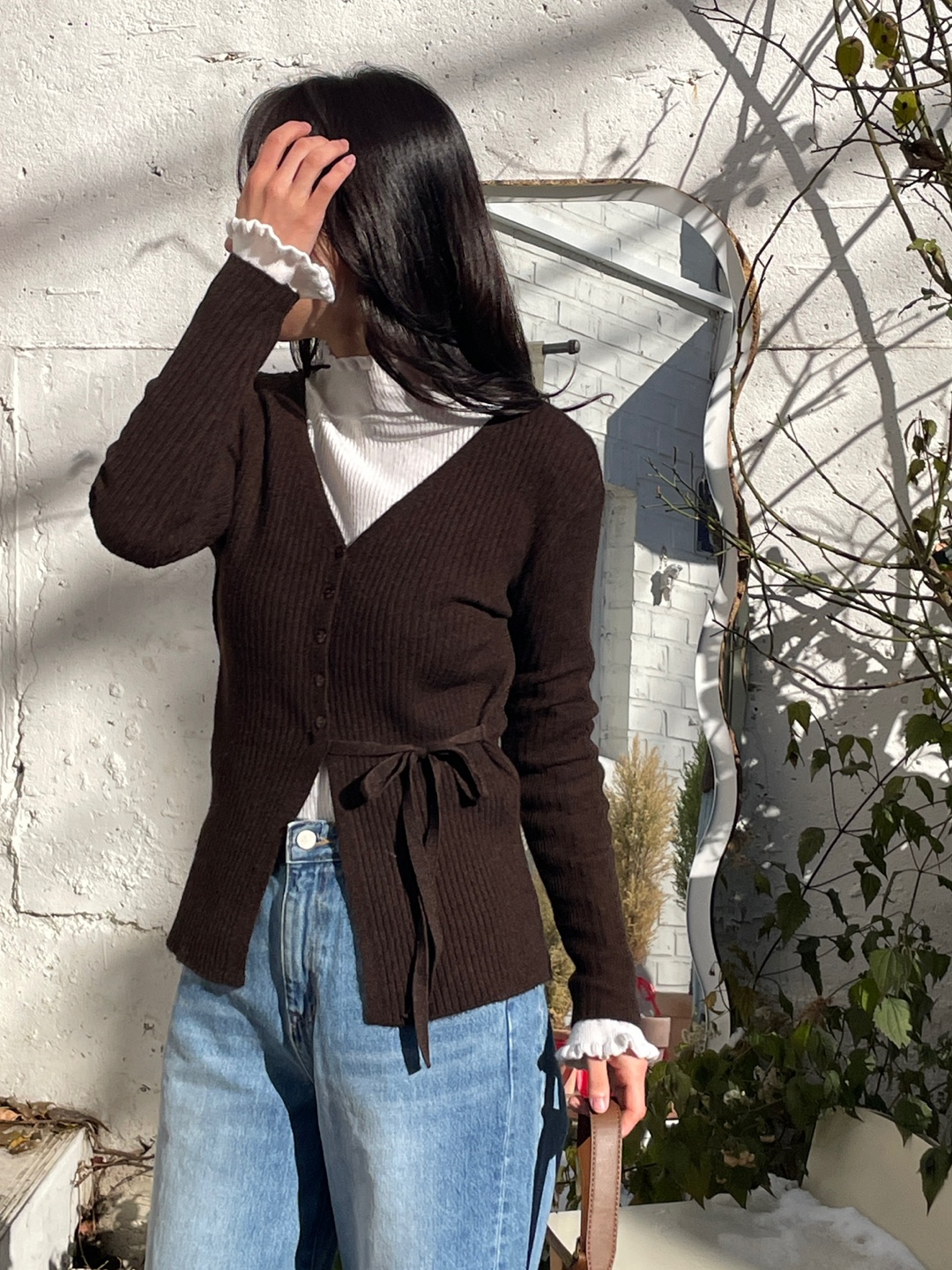 リブVネックラップスリムカーディガン | 詳細画像7