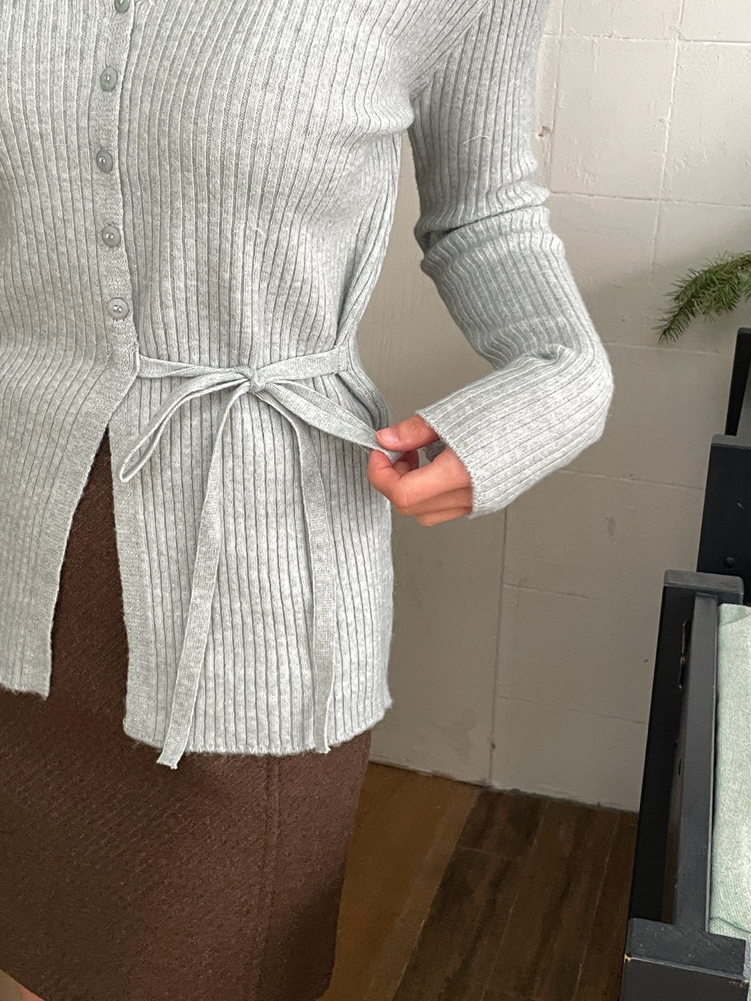 リブVネックラップスリムカーディガン | 詳細画像11