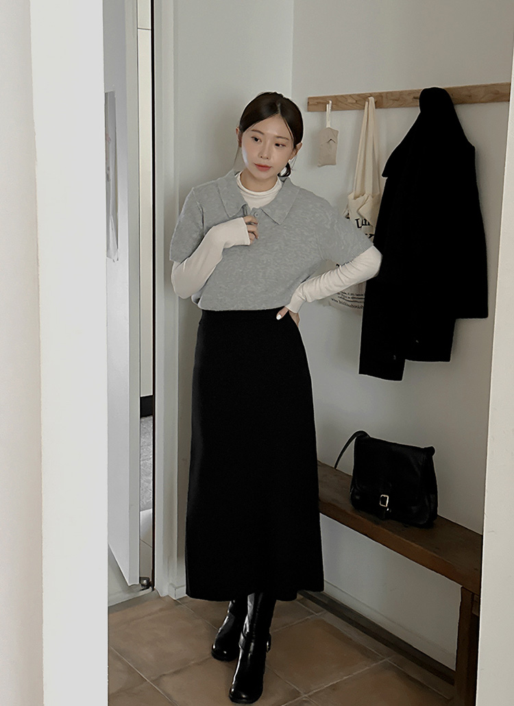 ニットファー裏地ウエストゴムロングスカート | レディース