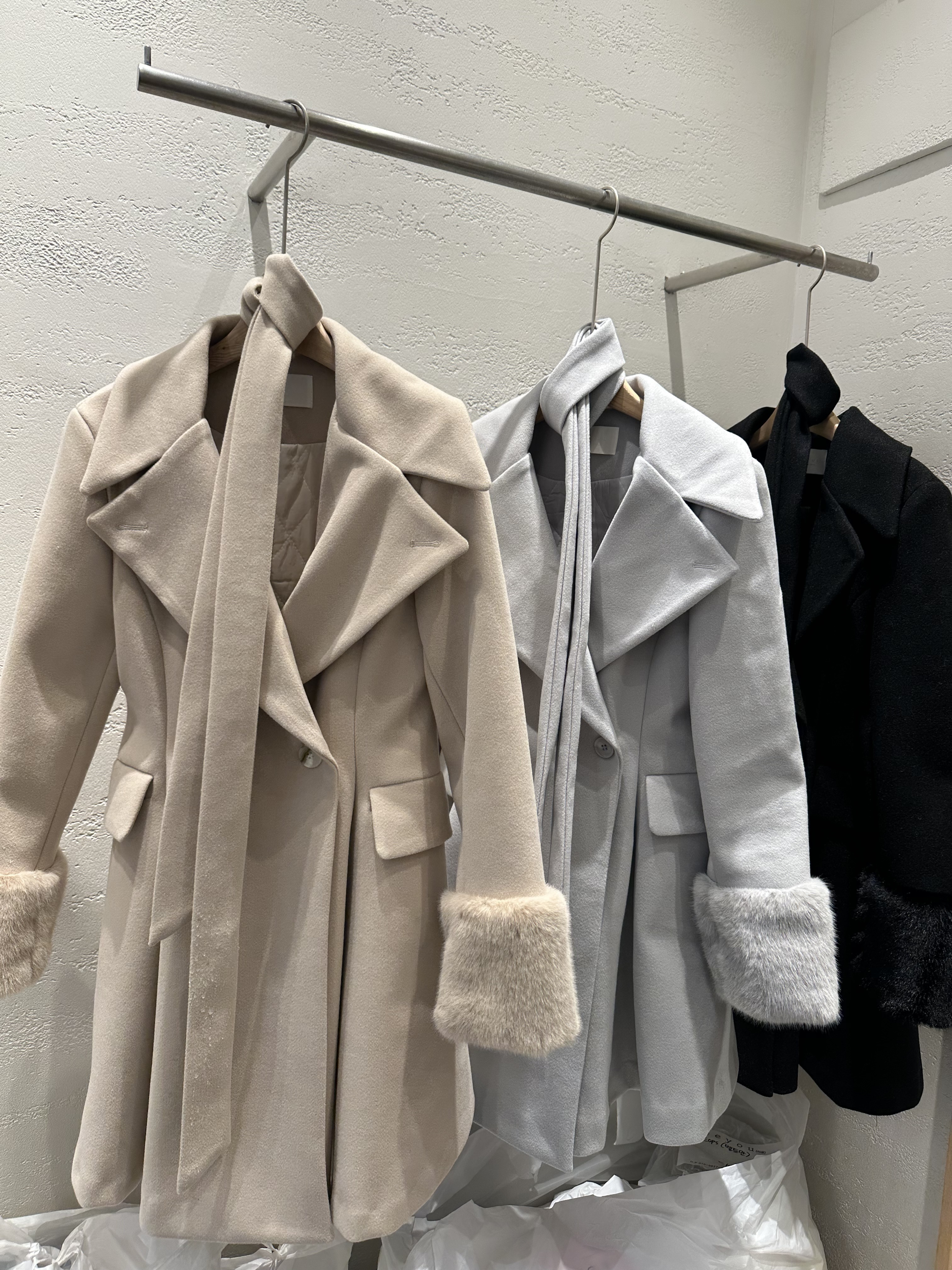 コンビエコファーボタンカラースリム長袖フレアミニコートベルト付 | 詳細画像21