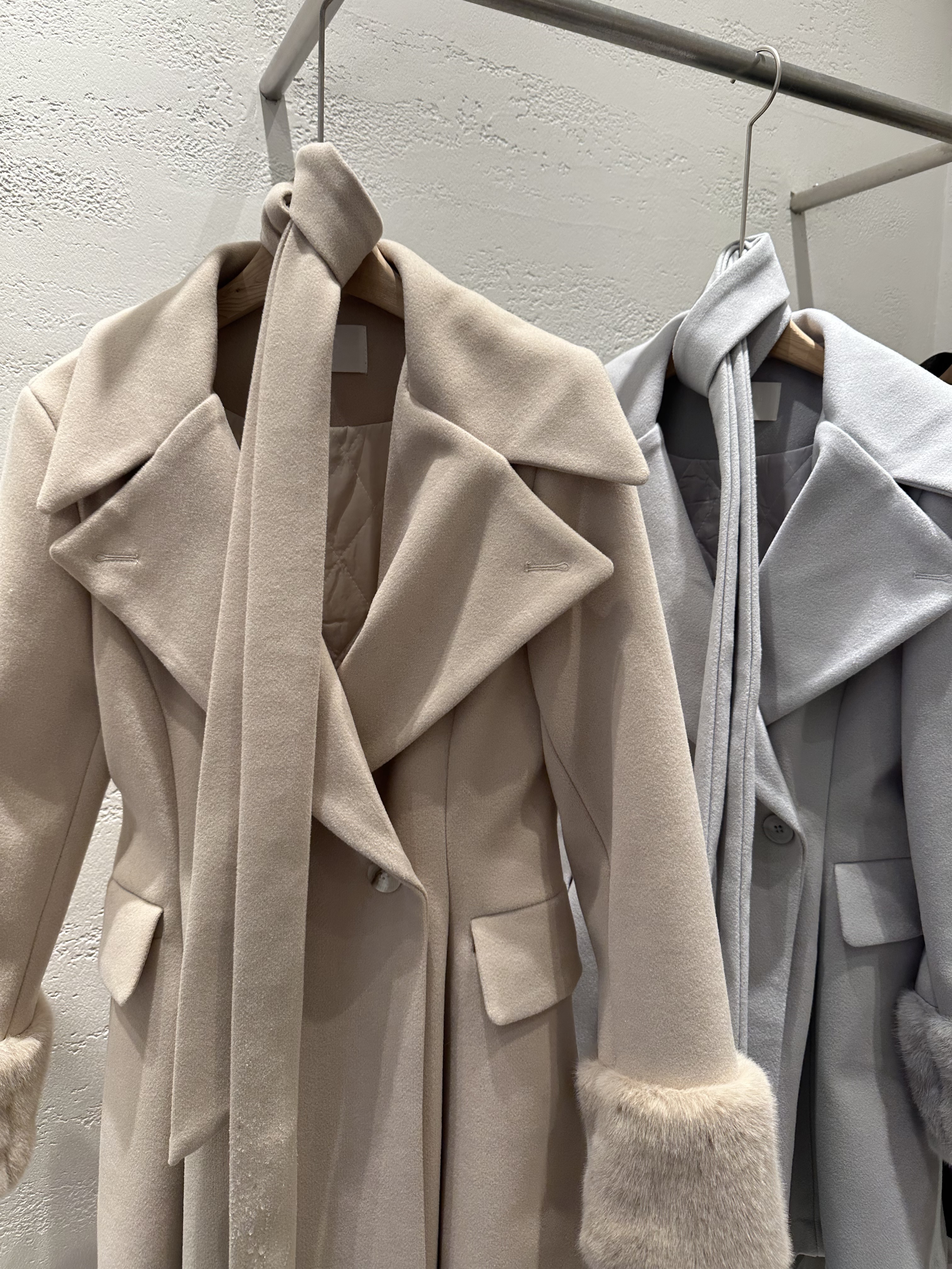 コンビエコファーボタンカラースリム長袖フレアミニコートベルト付 | 詳細画像22