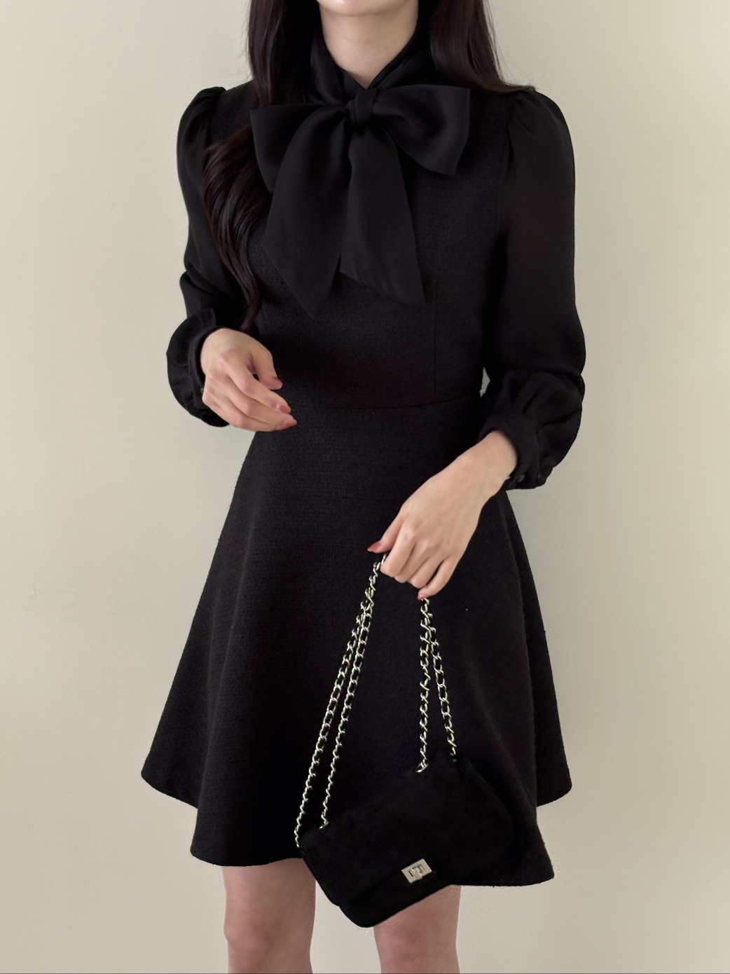 コンビスリム長袖ミニスカーフネックワンピース | 詳細画像2