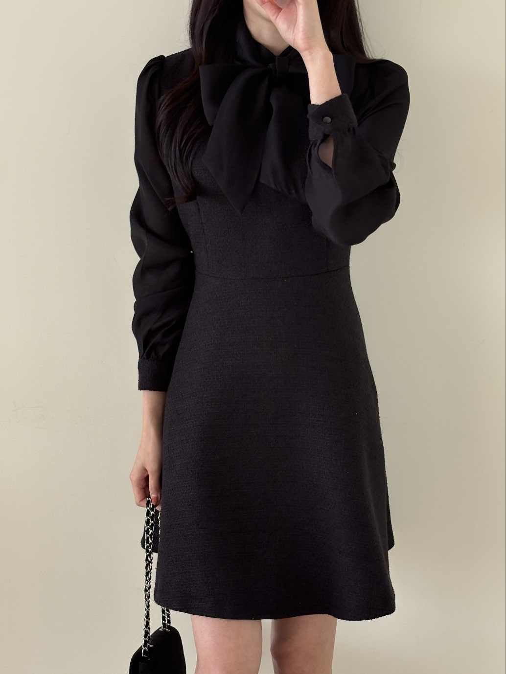 コンビスリム長袖ミニスカーフネックワンピース | 詳細画像6