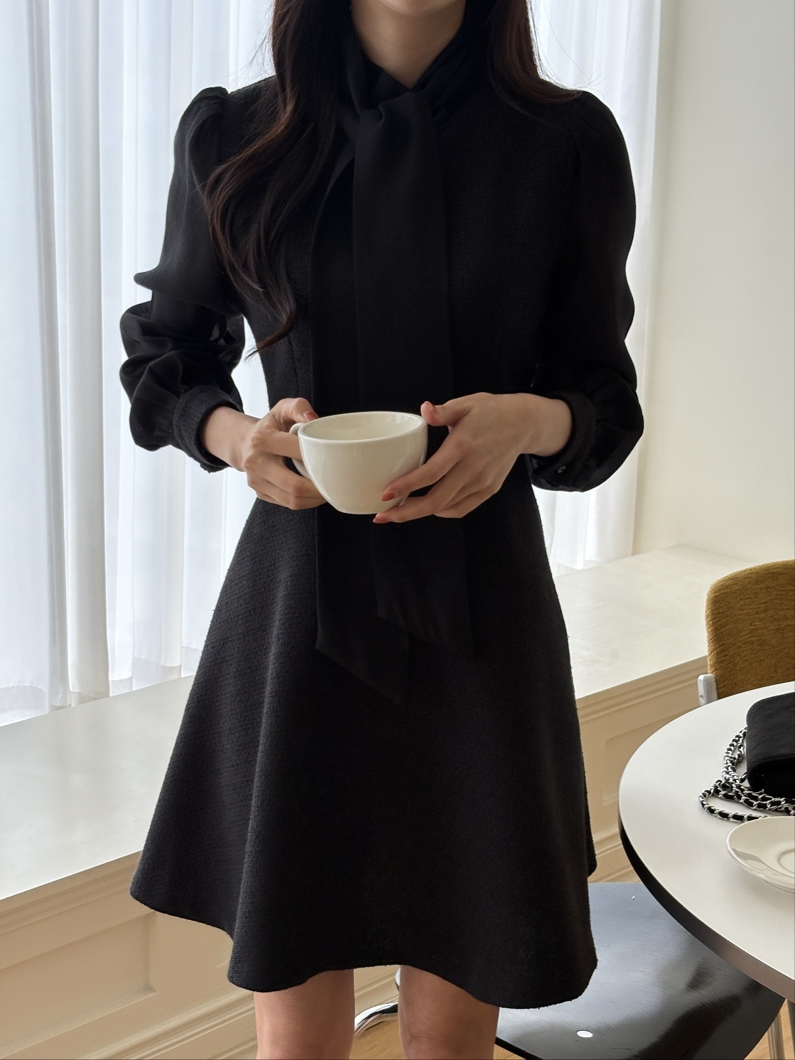 コンビスリム長袖ミニスカーフネックワンピース | 詳細画像8