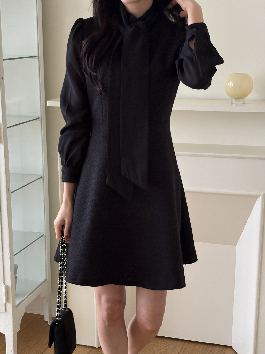 コンビスリム長袖ミニスカーフネックワンピース | 詳細画像14