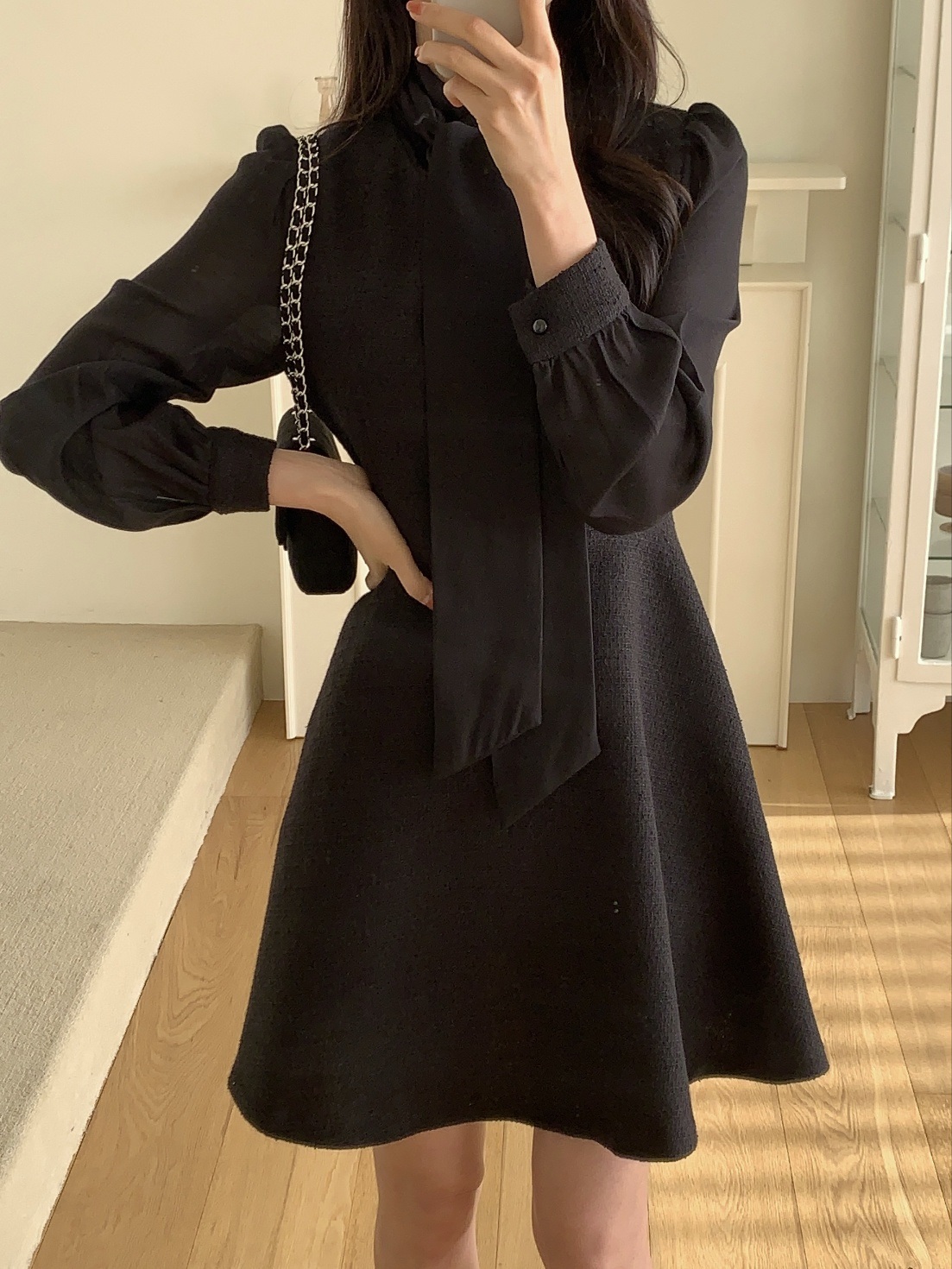 コンビスリム長袖ミニスカーフネックワンピース | 詳細画像19