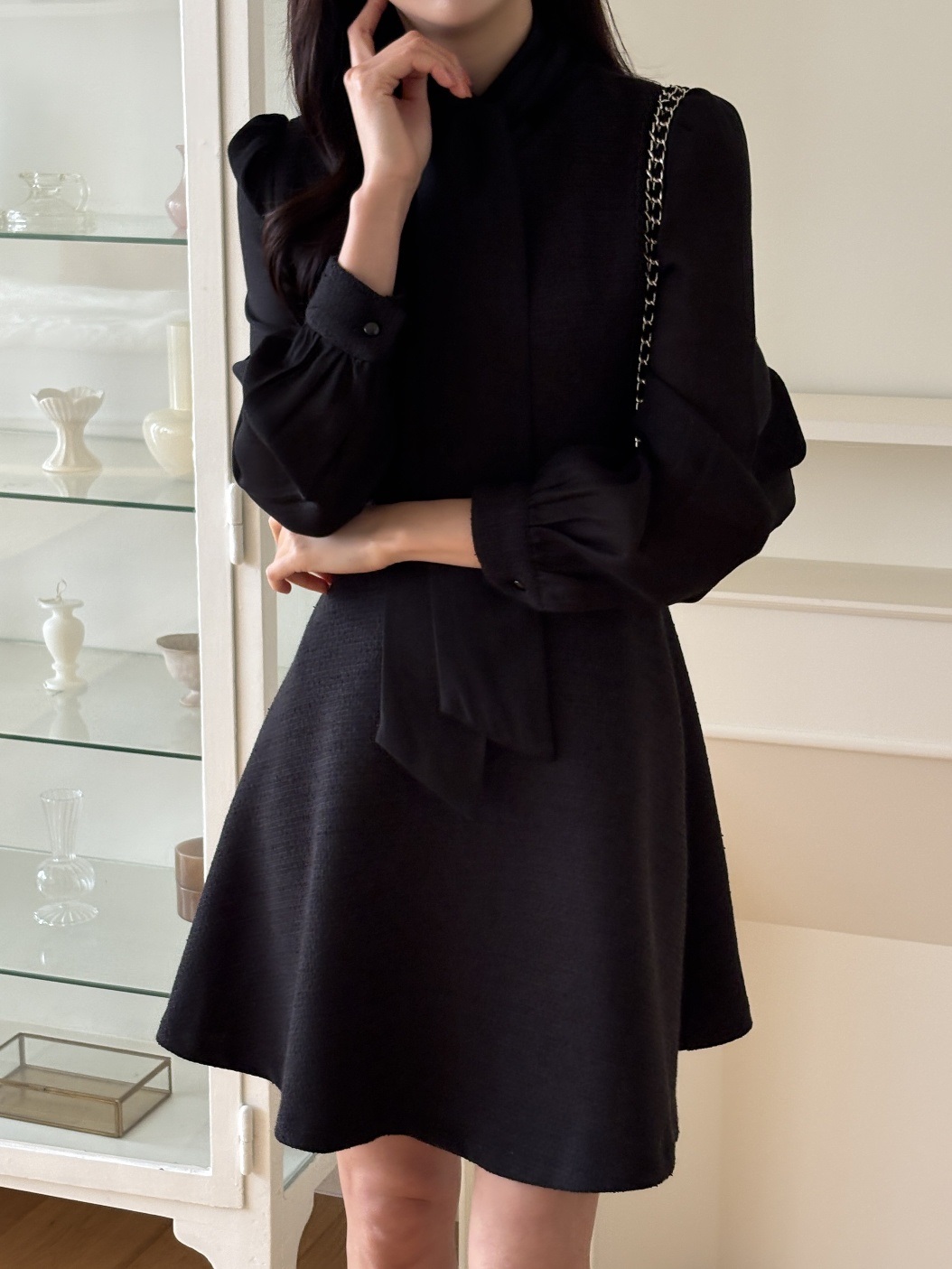 コンビスリム長袖ミニスカーフネックワンピース | 詳細画像15