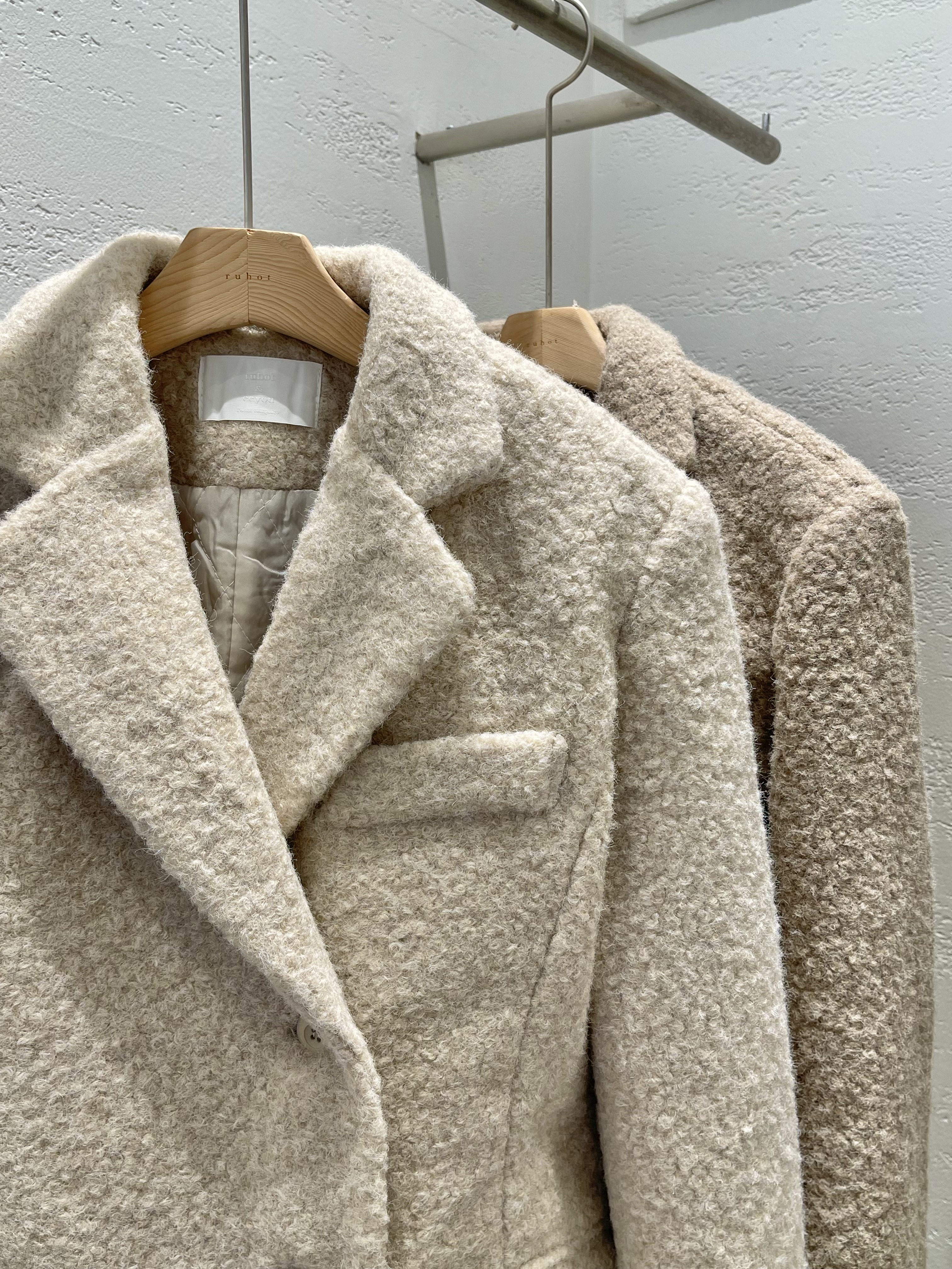 ブークレボタンカラーポケット長袖ハーフコートベルト付 | 詳細画像23