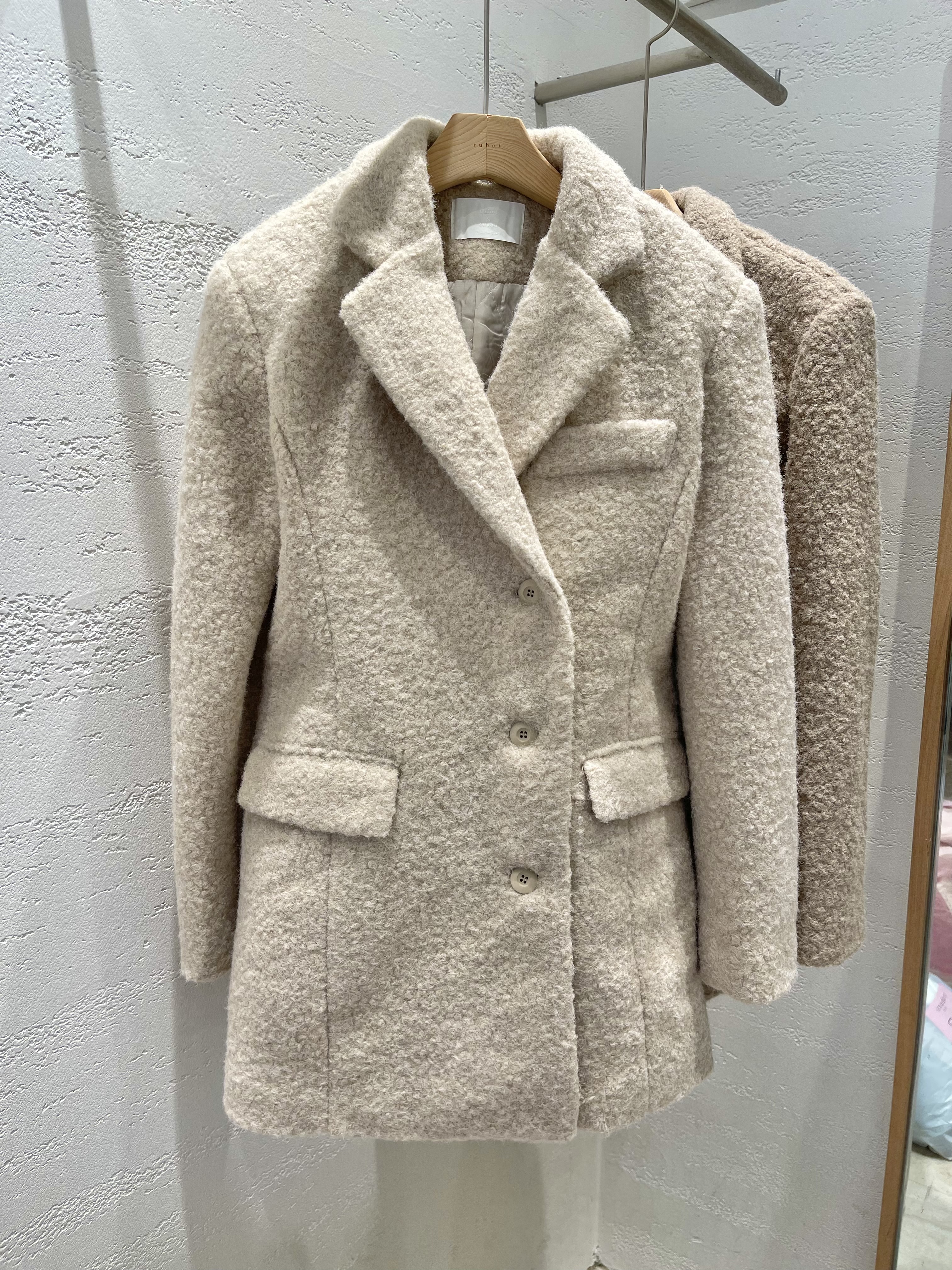 ブークレボタンカラーポケット長袖ハーフコートベルト付 | 詳細画像21