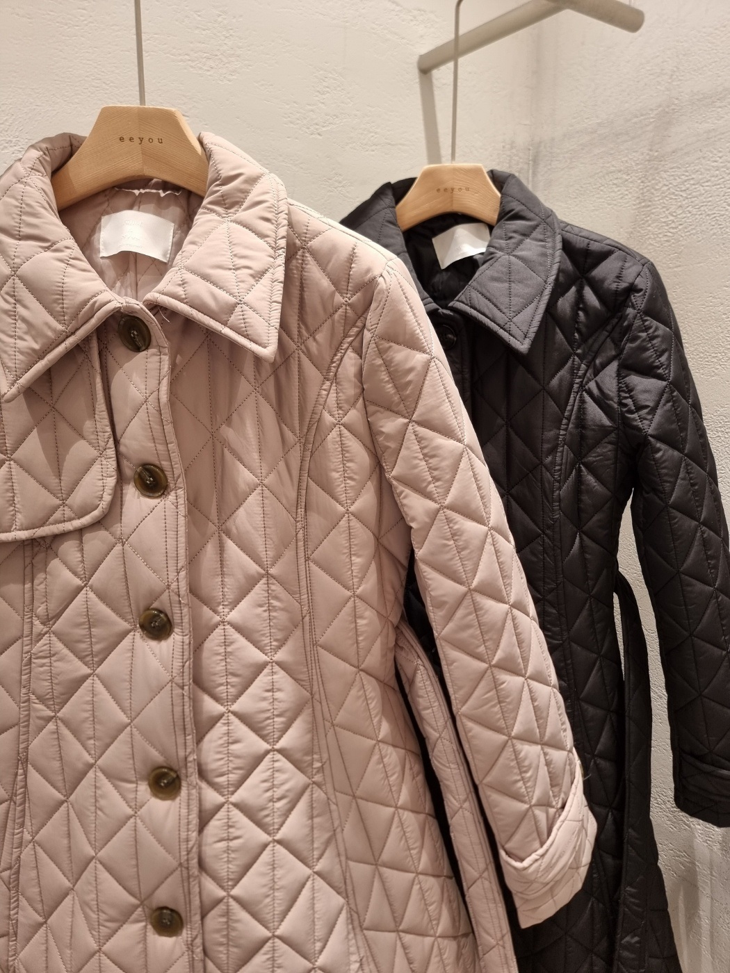 キルティングボタンカラーロング長袖フレアコートダウンジャケットベルト付 | 詳細画像21